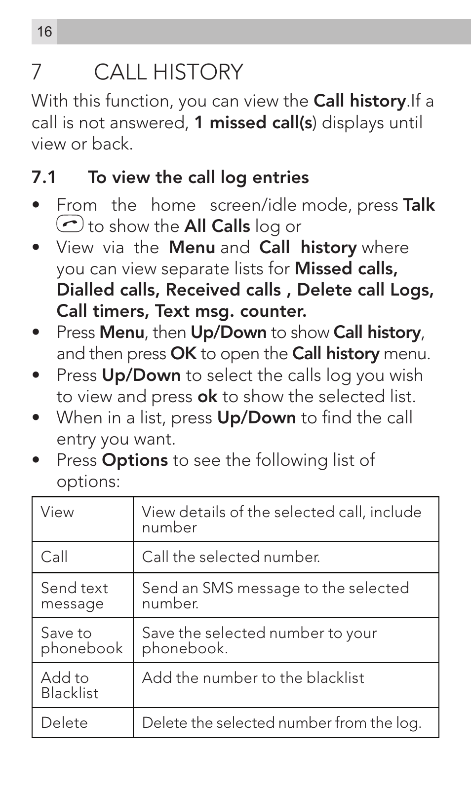 7call history | AEG Voxtel M320 User Manual | Page 16 / 224
