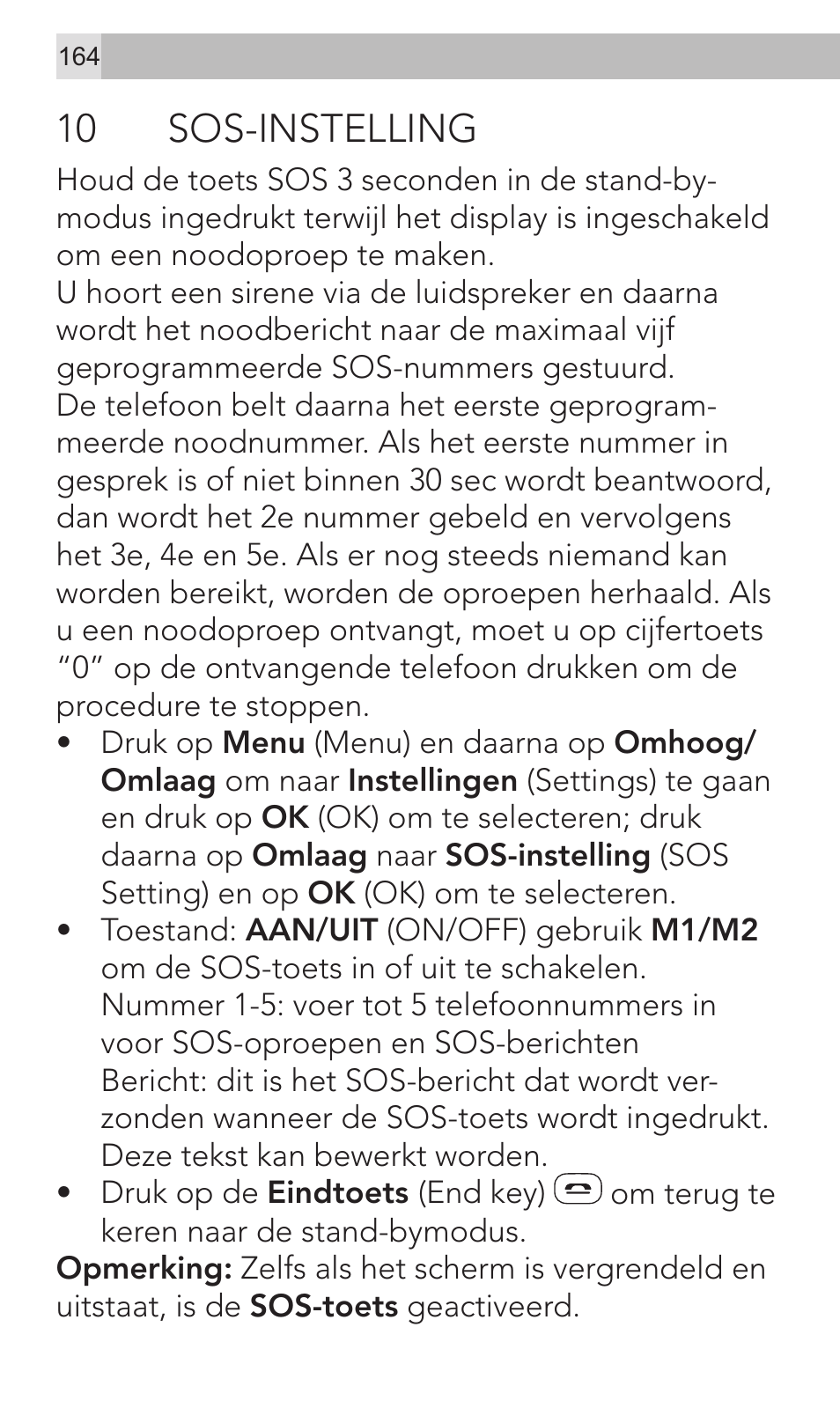 10 sos-instelling | AEG Voxtel M320 User Manual | Page 164 / 224