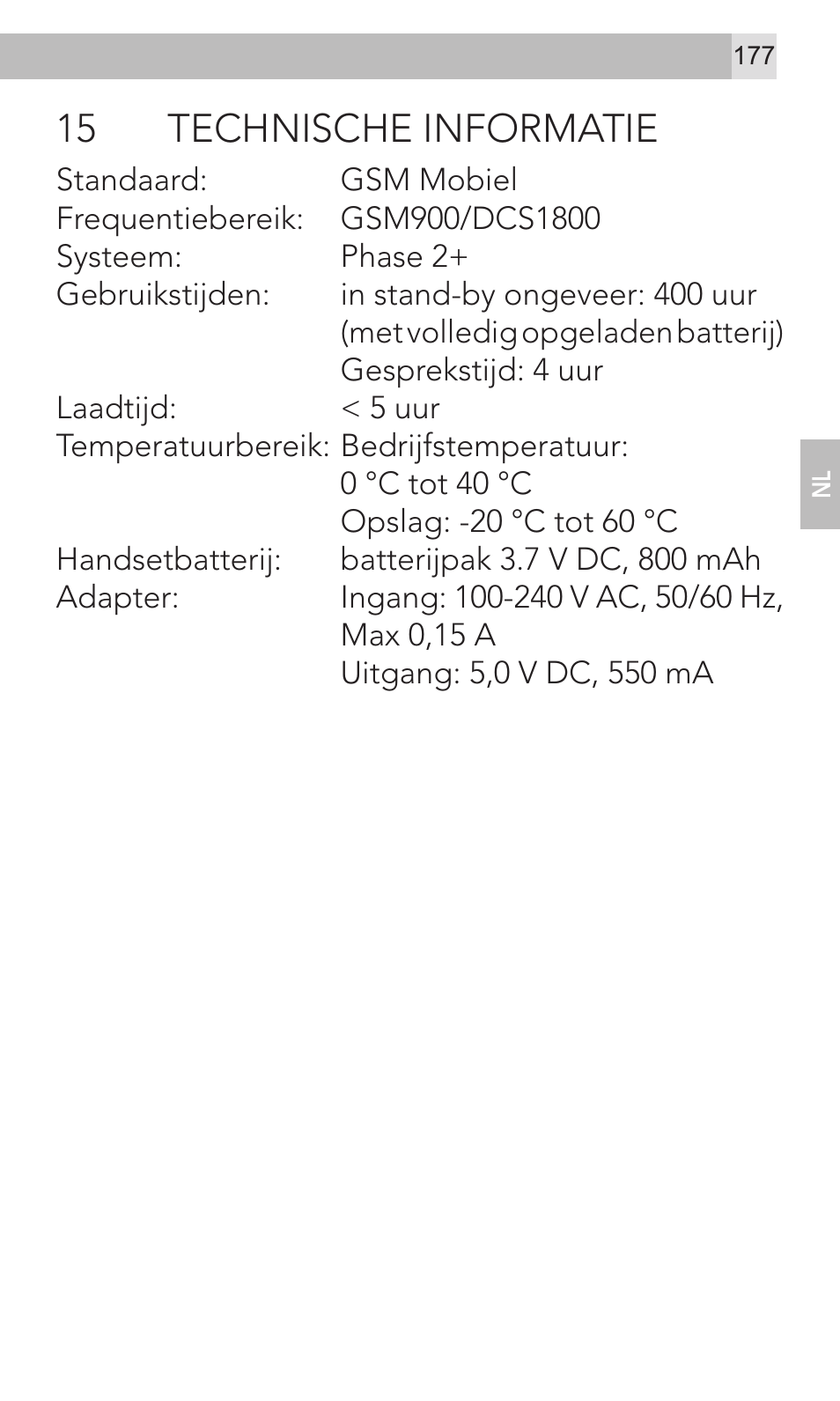 15 technische informatie | AEG Voxtel M320 User Manual | Page 177 / 224