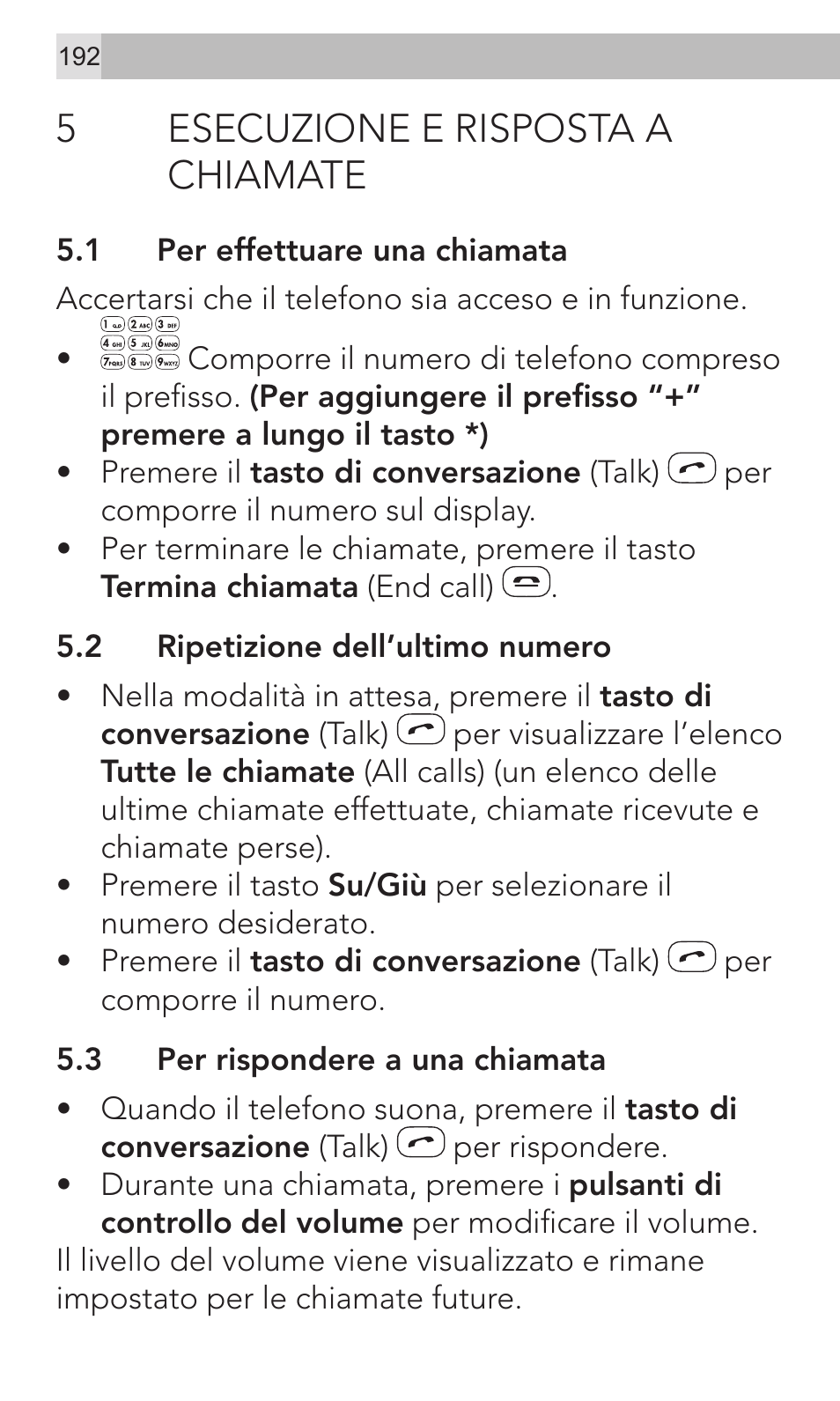 5esecuzione e risposta a chiamate | AEG Voxtel M320 User Manual | Page 192 / 224