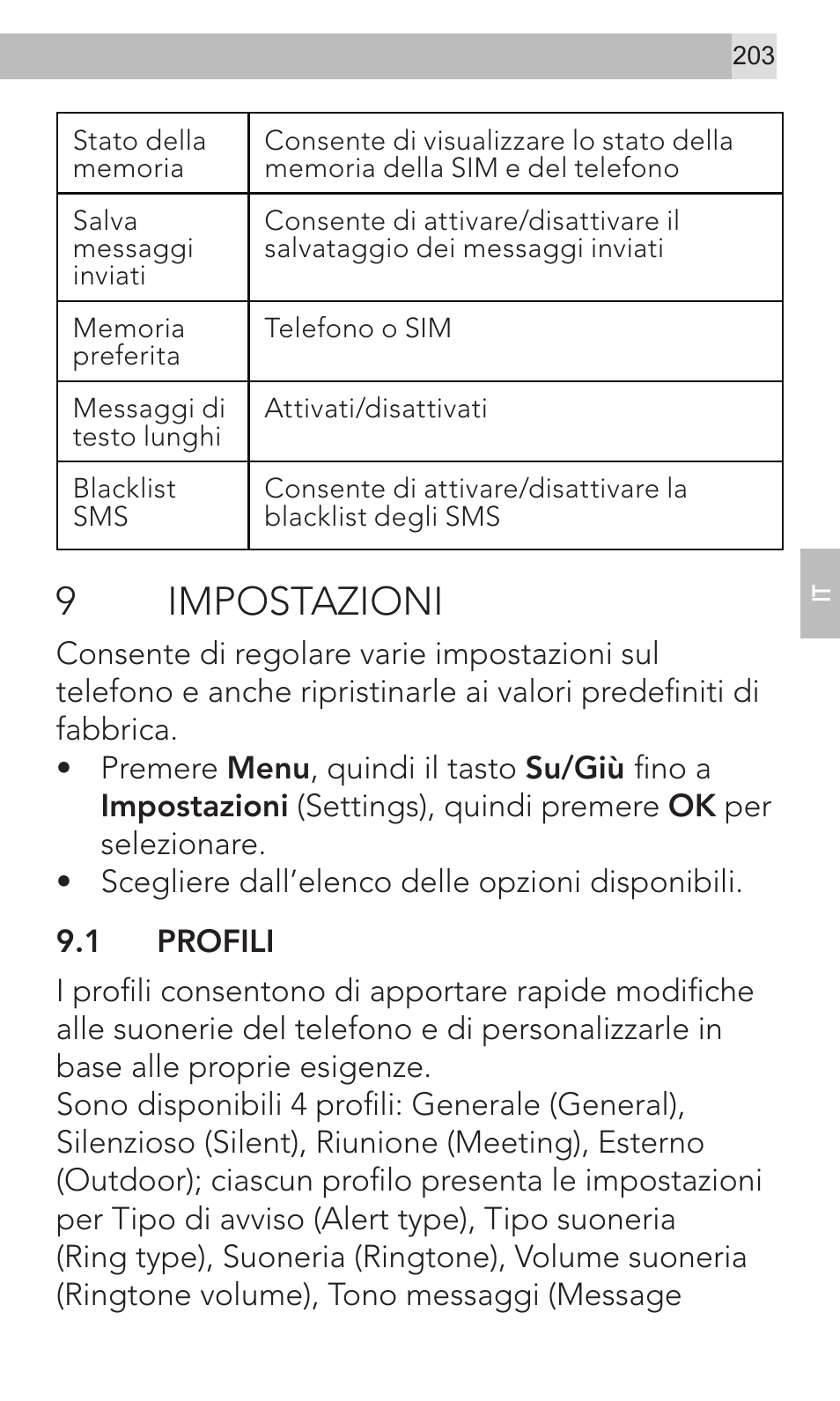 9impostazioni | AEG Voxtel M320 User Manual | Page 203 / 224