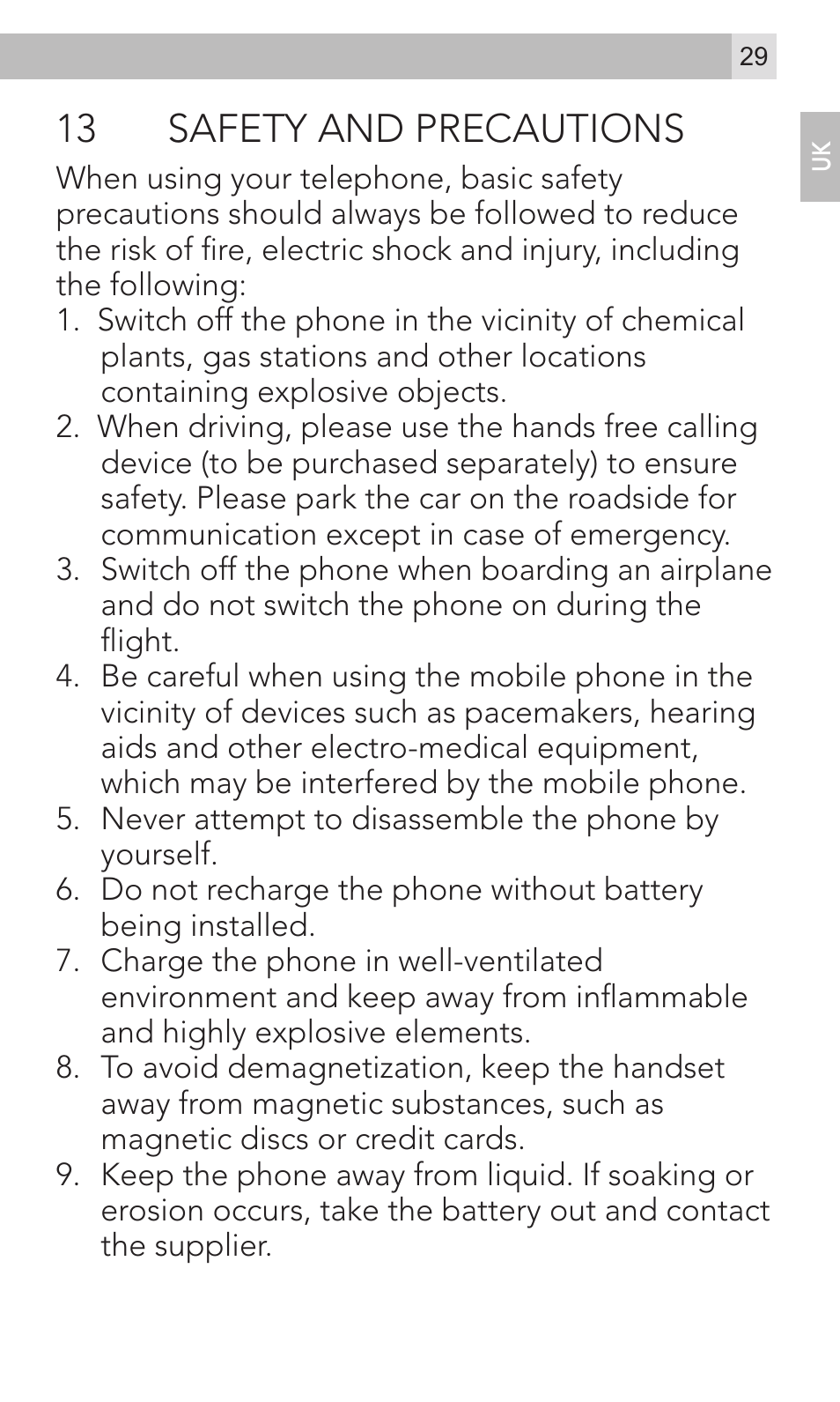 13 safety and precautions | AEG Voxtel M320 User Manual | Page 29 / 224