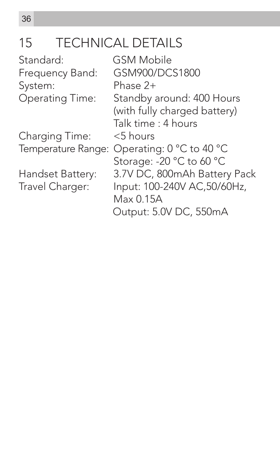 15 technical details | AEG Voxtel M320 User Manual | Page 36 / 224