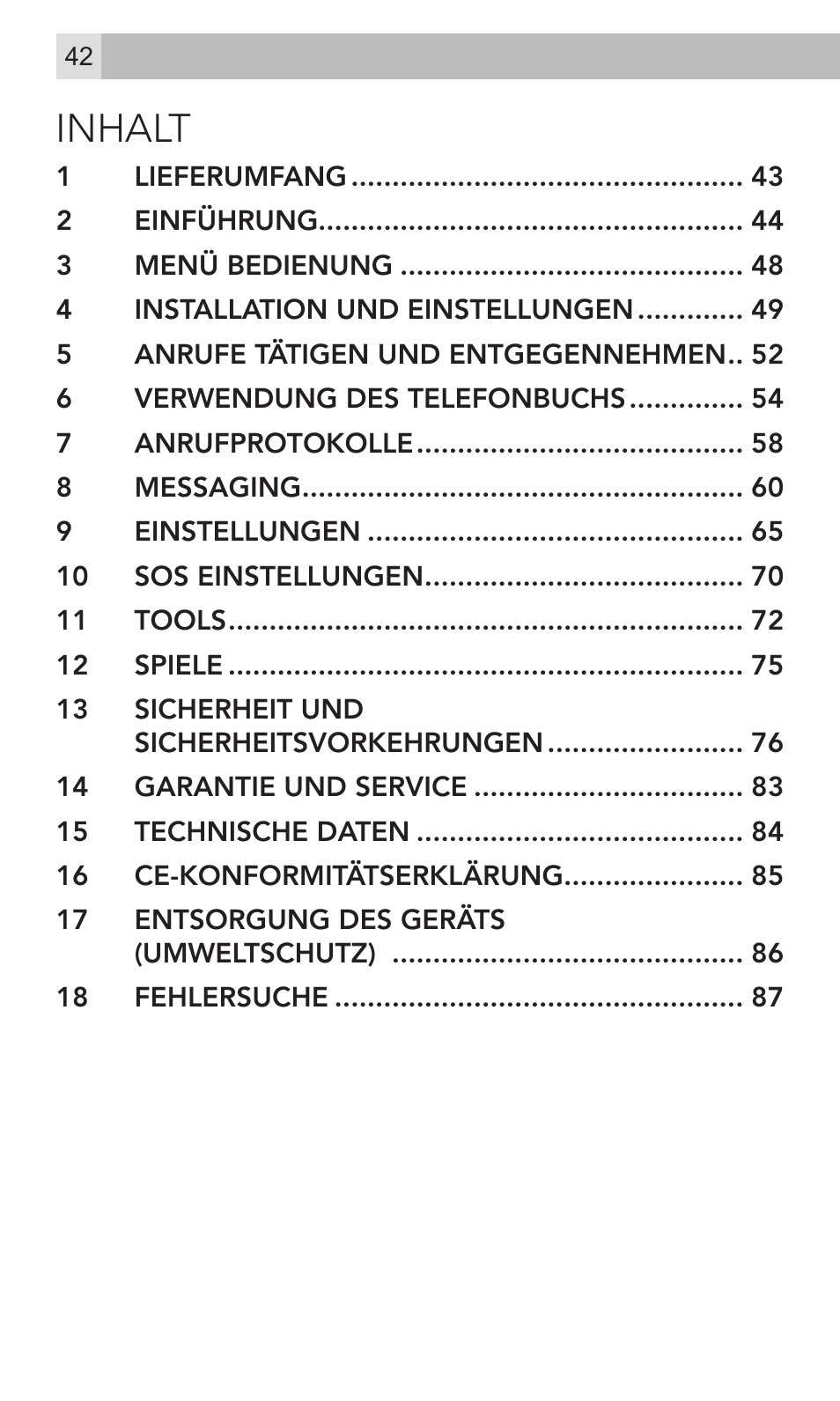 Inhalt | AEG Voxtel M320 User Manual | Page 42 / 224