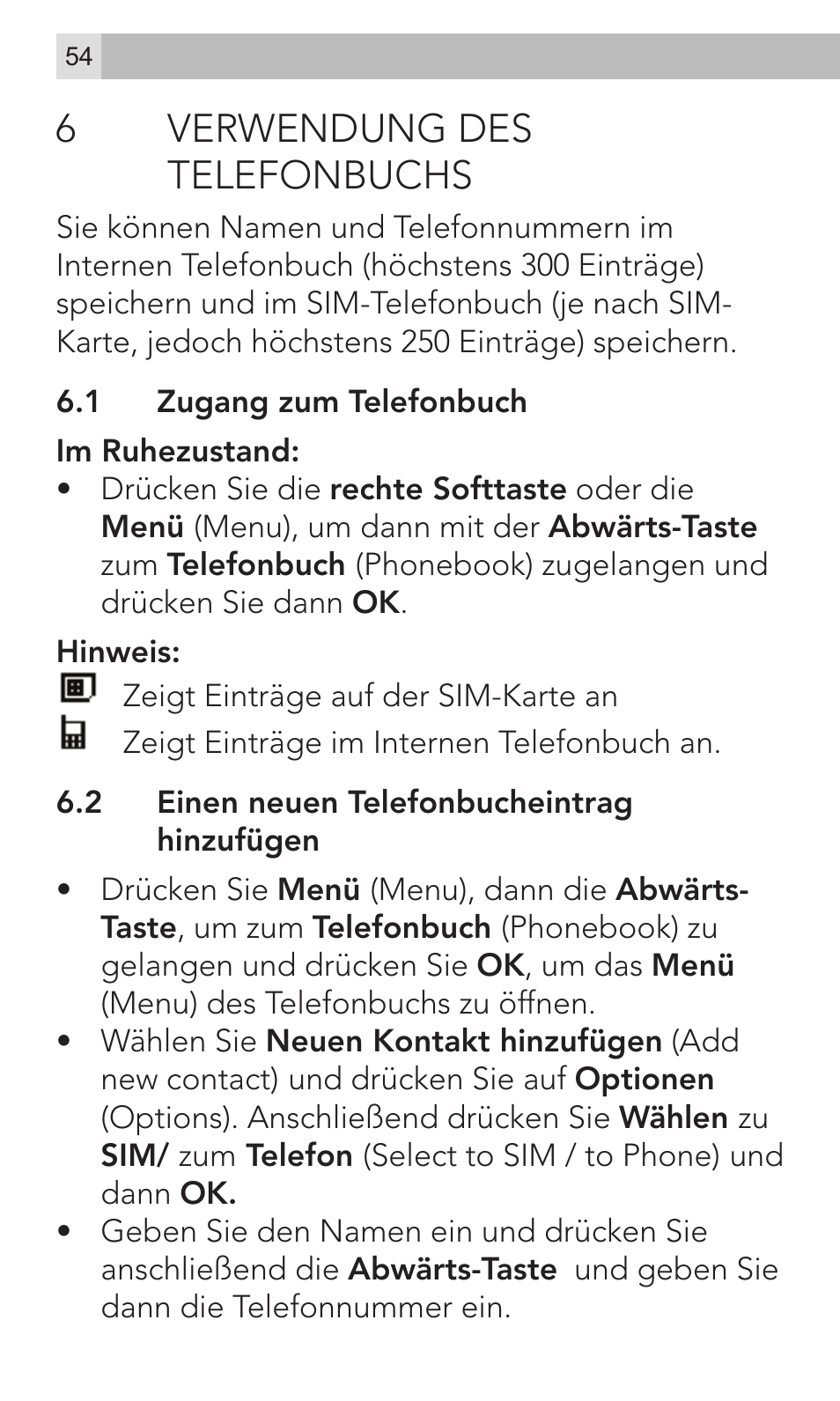 6verwendung des telefonbuchs | AEG Voxtel M320 User Manual | Page 54 / 224
