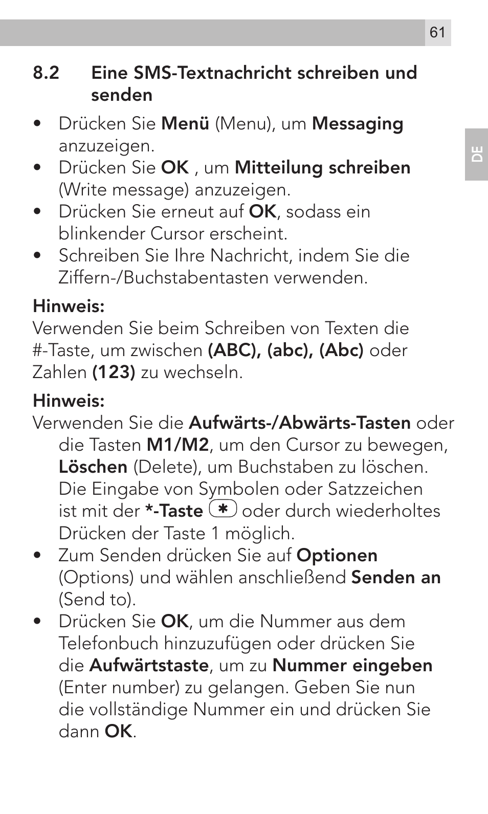 AEG Voxtel M320 User Manual | Page 61 / 224