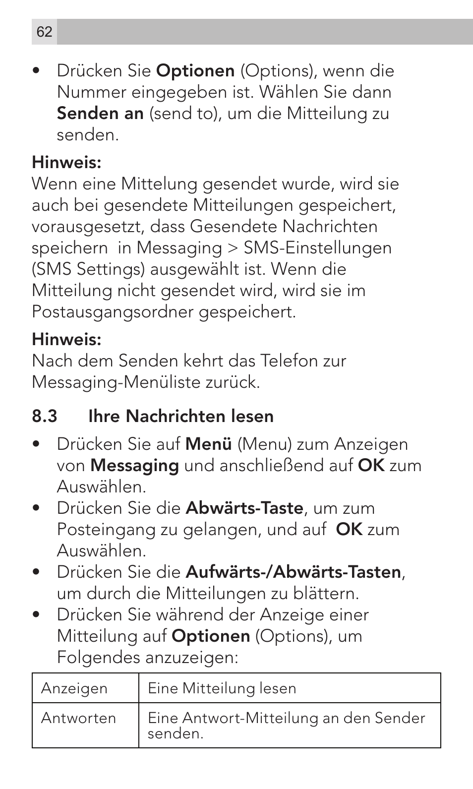AEG Voxtel M320 User Manual | Page 62 / 224