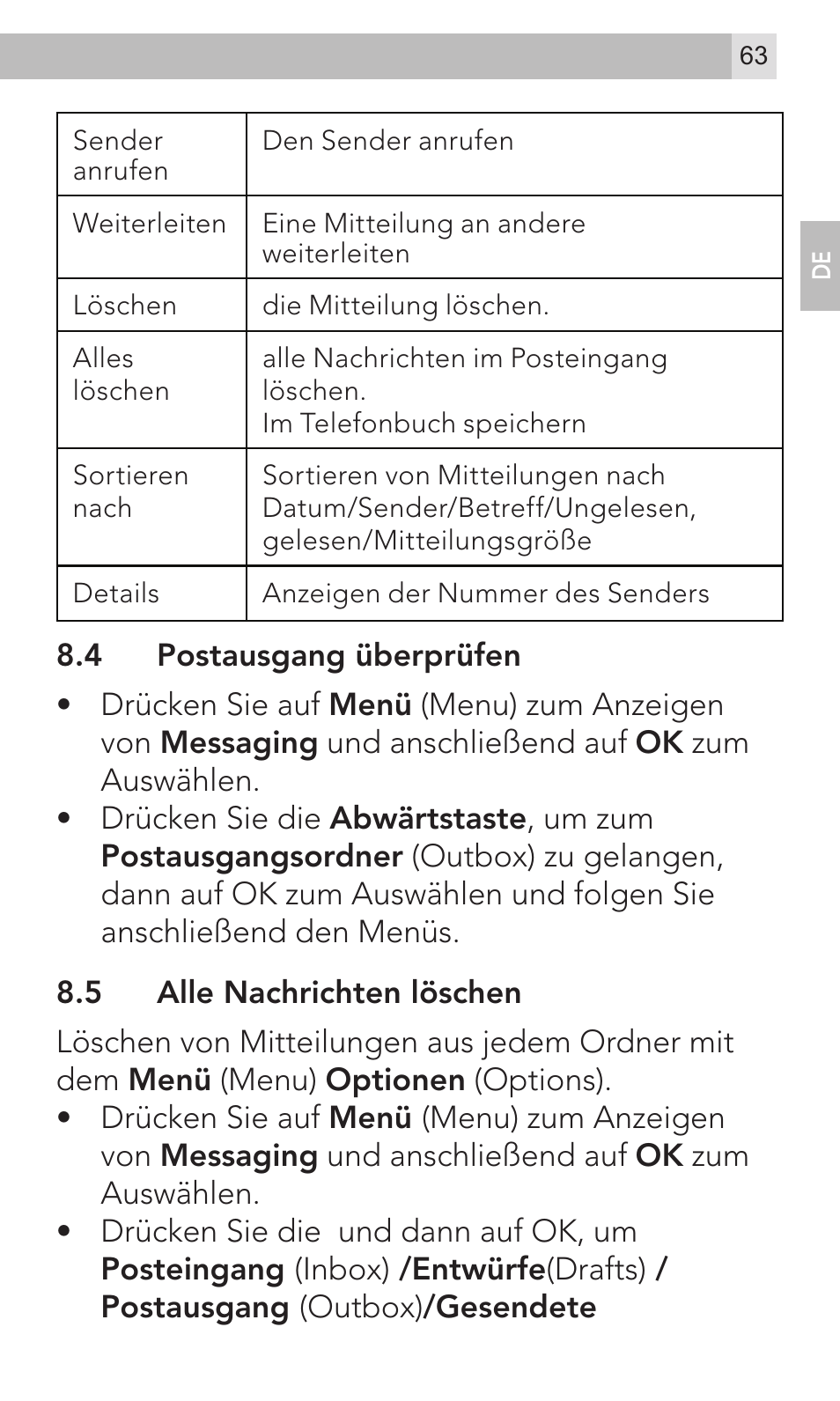 AEG Voxtel M320 User Manual | Page 63 / 224
