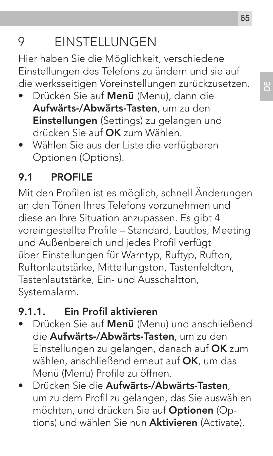 9einstellungen | AEG Voxtel M320 User Manual | Page 65 / 224