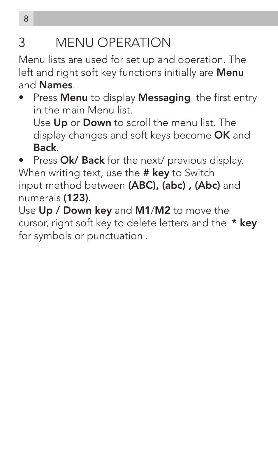 3menu operation | AEG Voxtel M320 User Manual | Page 8 / 224