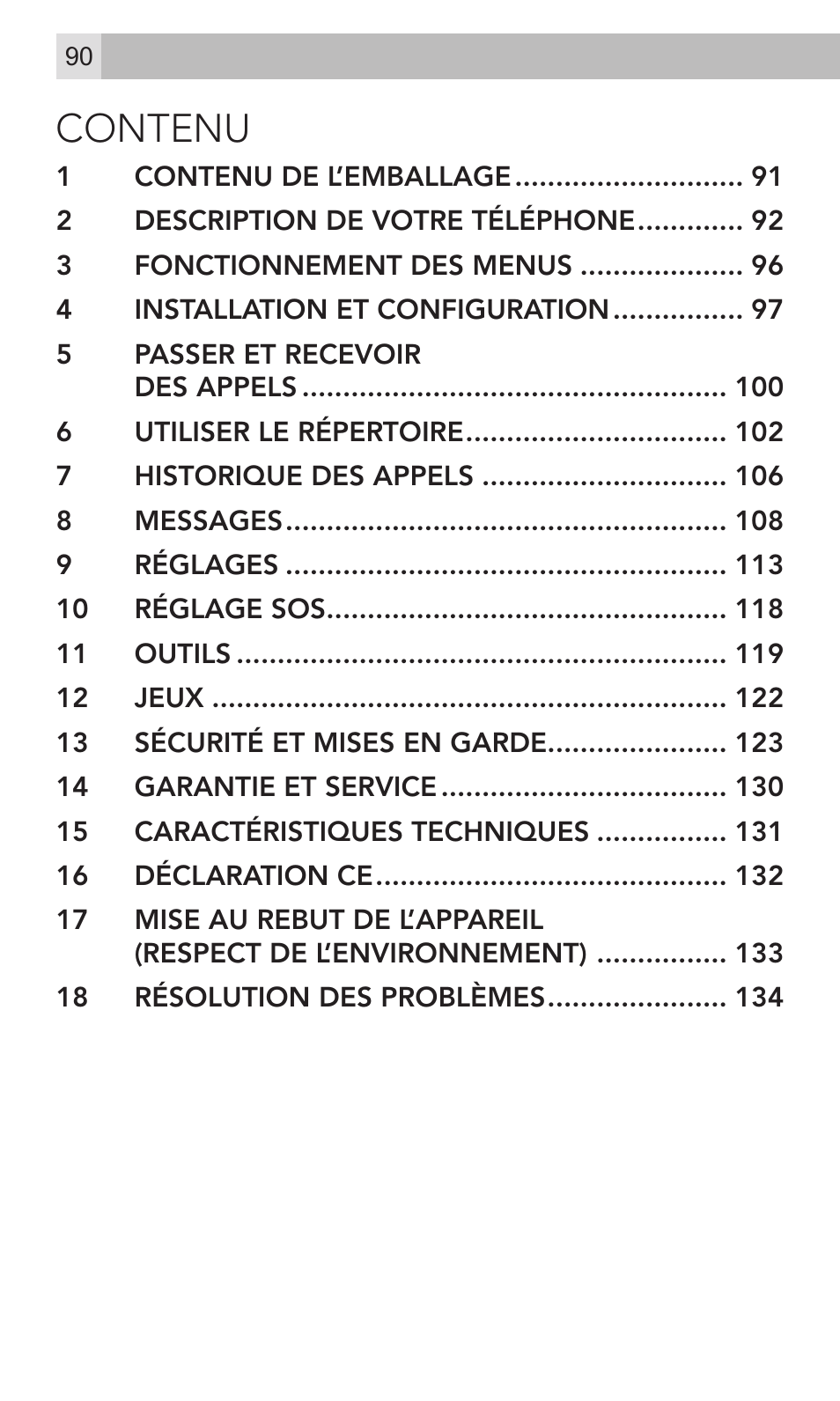 Contenu | AEG Voxtel M320 User Manual | Page 90 / 224