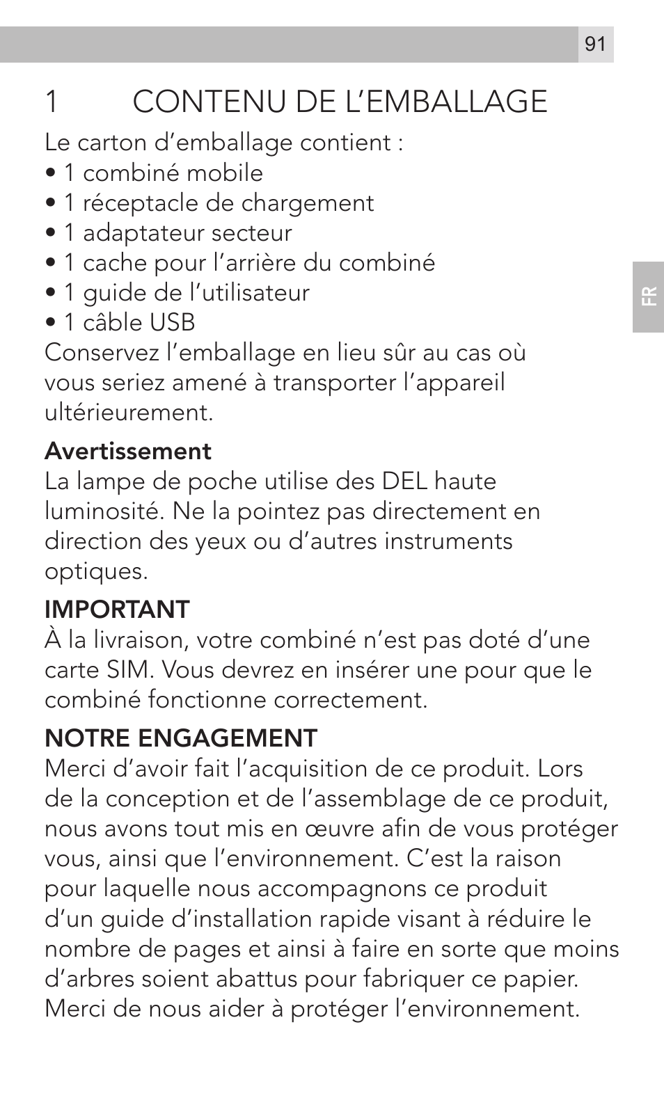 1contenu de l’emballage | AEG Voxtel M320 User Manual | Page 91 / 224