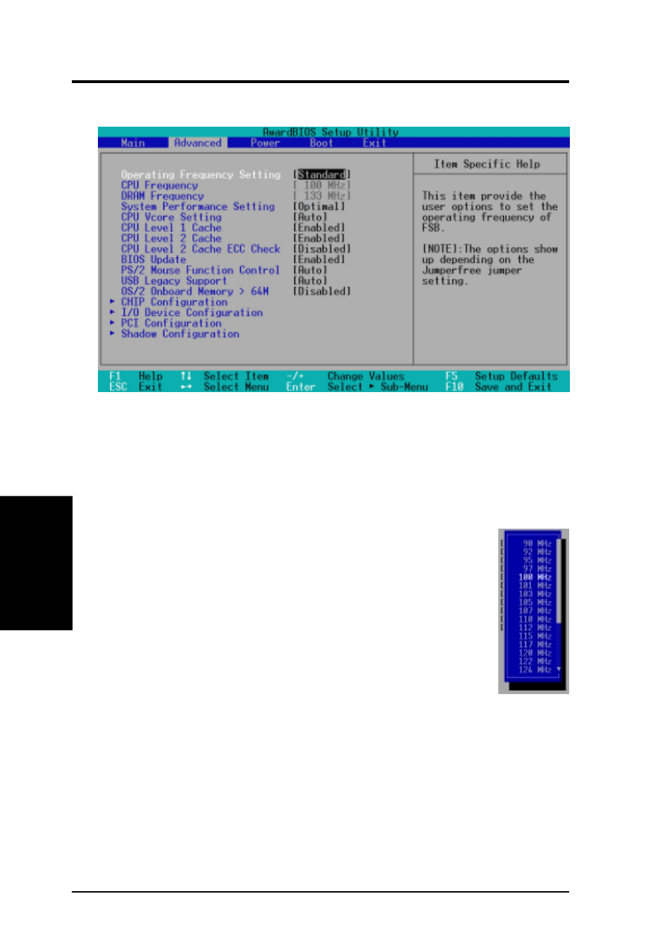 Bios setup, 4 advanced menu | Asus Motherboard A7Pro User Manual | Page 60 / 104