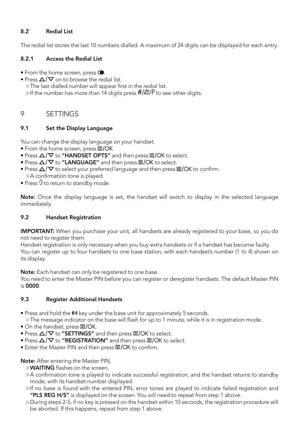 9 settings | AEG Eclipse 15 User Manual | Page 10 / 144