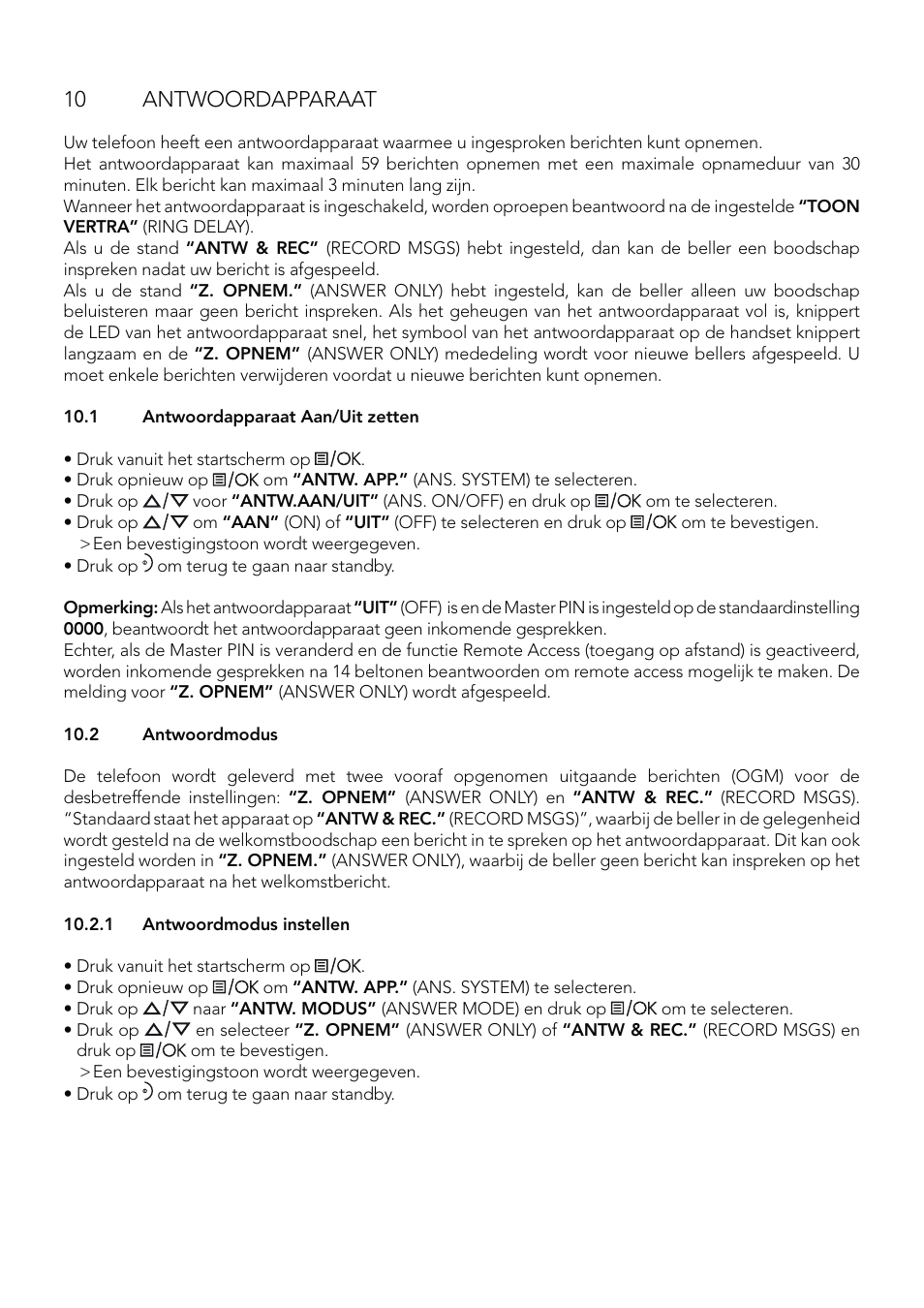 10 antwoordapparaat | AEG Eclipse 15 User Manual | Page 50 / 144