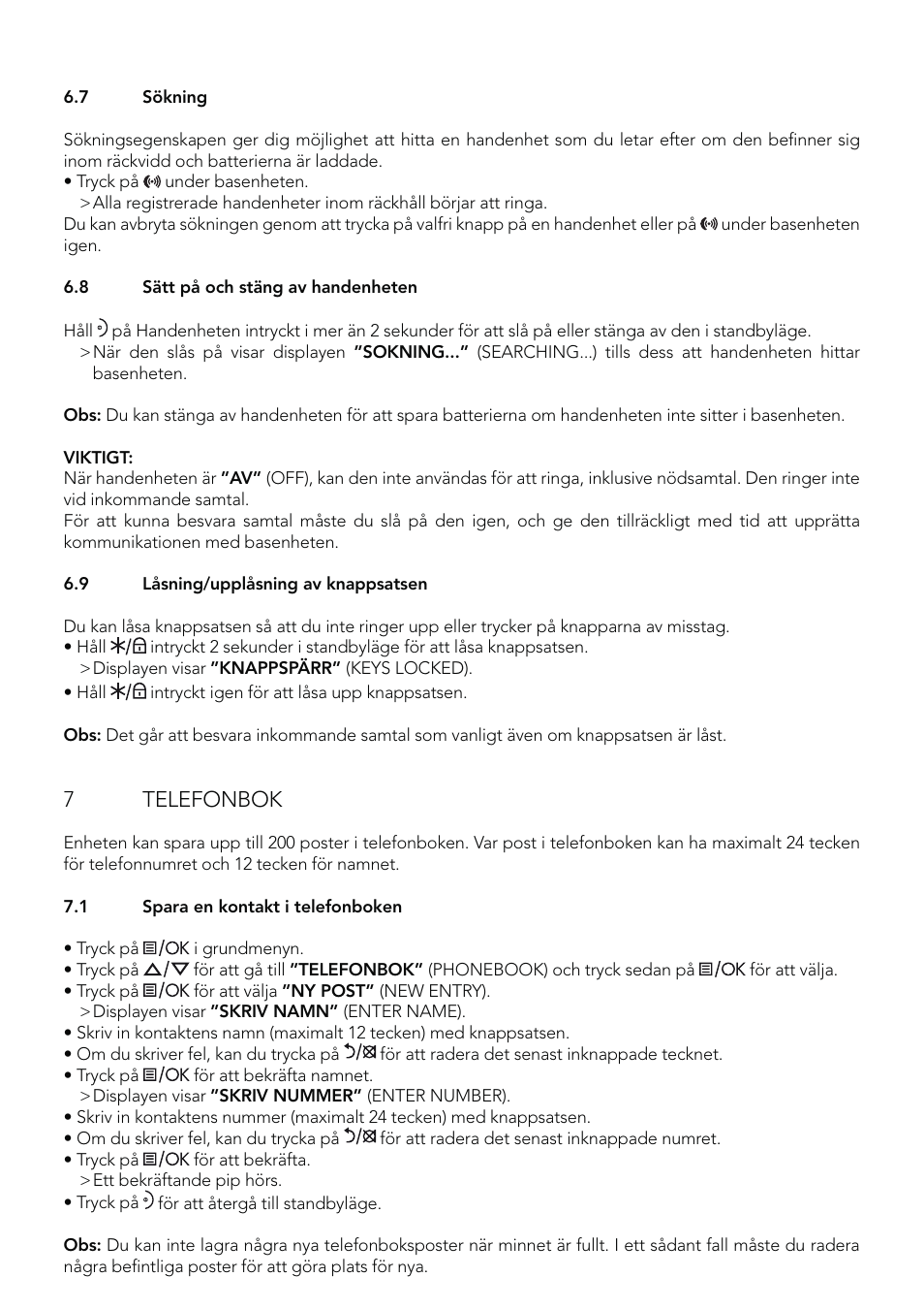 7 telefonbok | AEG Eclipse 15 User Manual | Page 72 / 144