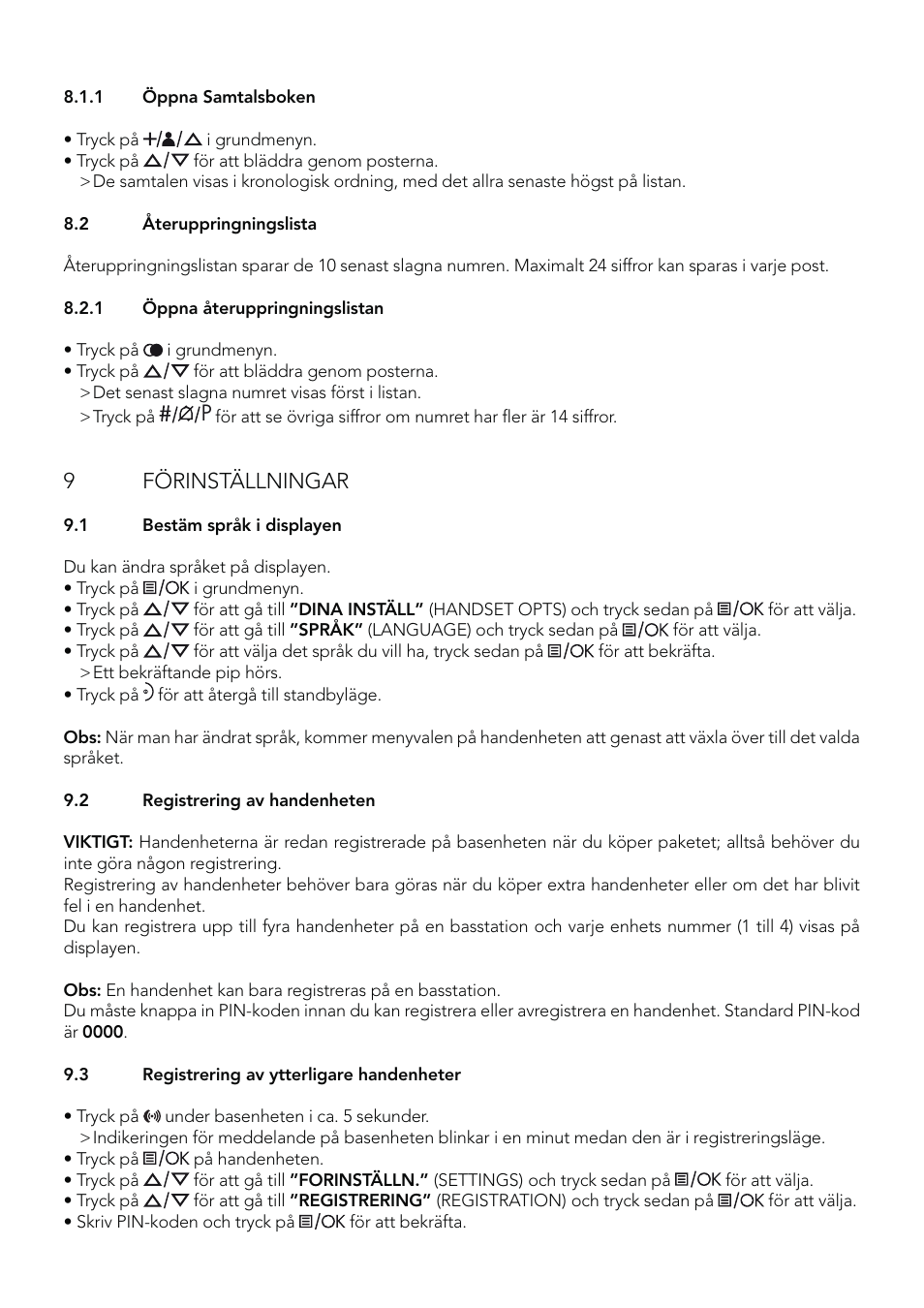 9 förinställningar | AEG Eclipse 15 User Manual | Page 74 / 144