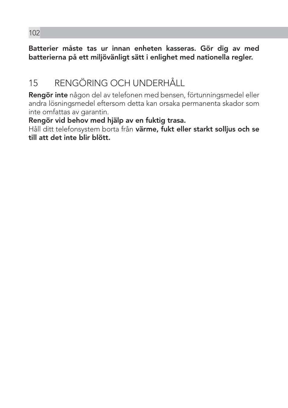 15 rengöring och underhåll | AEG Voxtel S100 User Manual | Page 102 / 198