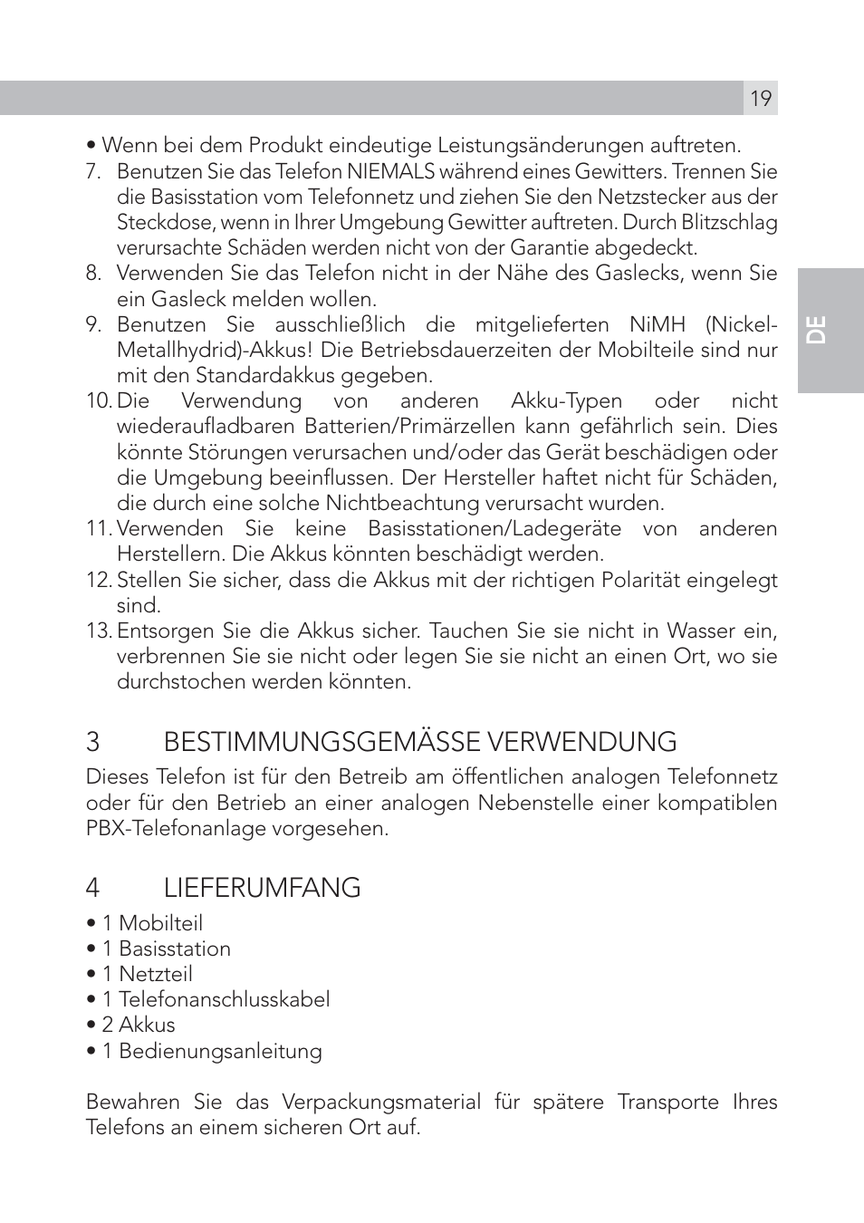 3 bestimmungsgemässe verwendung, 4 lieferumfang, En de | AEG Voxtel S100 User Manual | Page 19 / 198