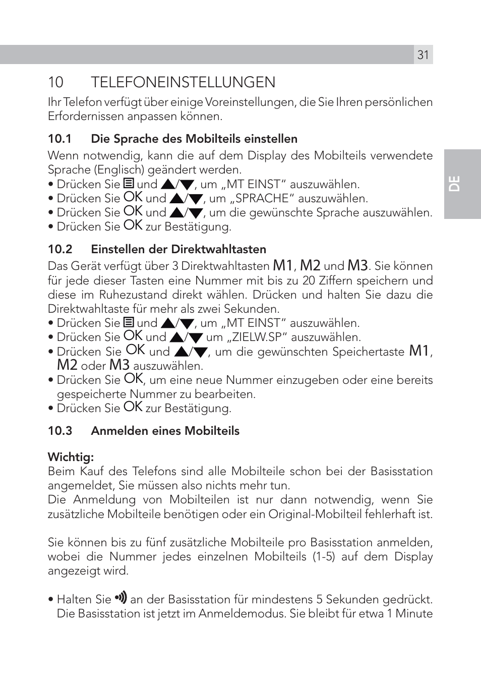 10 telefoneinstellungen, En de | AEG Voxtel S100 User Manual | Page 31 / 198