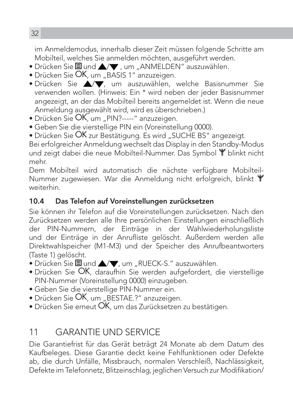11 garantie und service | AEG Voxtel S100 User Manual | Page 32 / 198