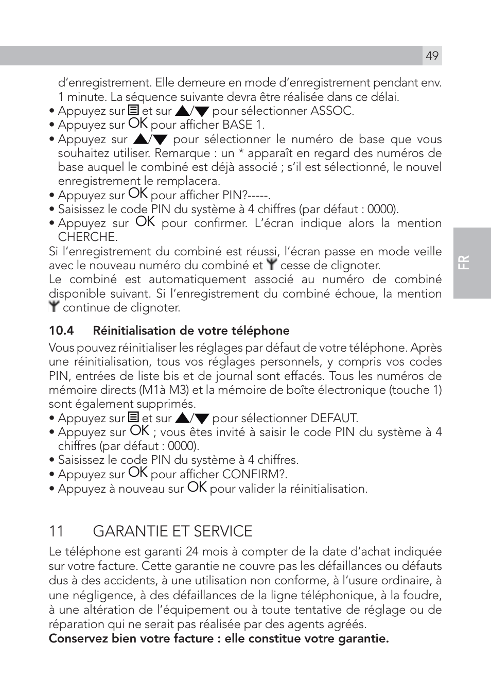 11 garantie et service | AEG Voxtel S100 User Manual | Page 49 / 198