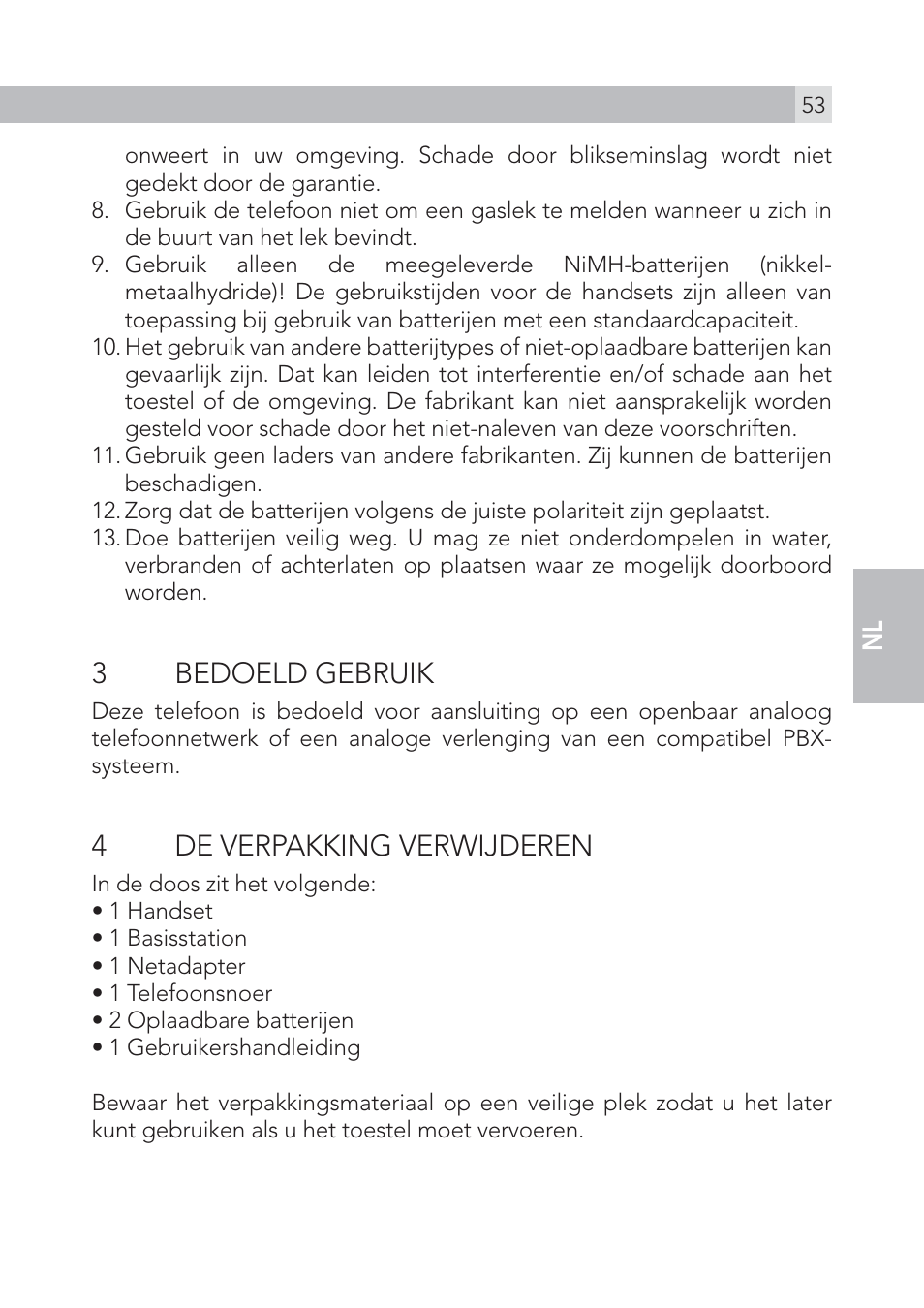 3 bedoeld gebruik, 4de verpakking verwijderen | AEG Voxtel S100 User Manual | Page 53 / 198