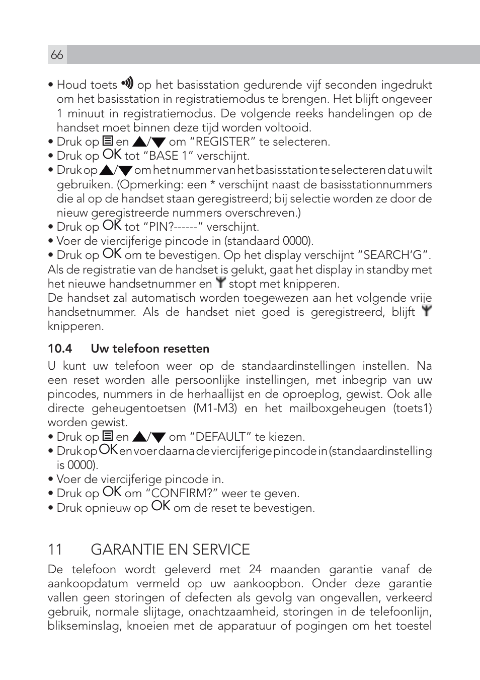 11 garantie en service | AEG Voxtel S100 User Manual | Page 66 / 198