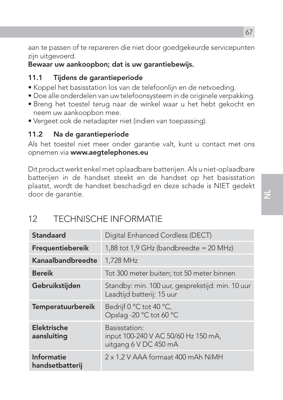 12 technische informatie | AEG Voxtel S100 User Manual | Page 67 / 198