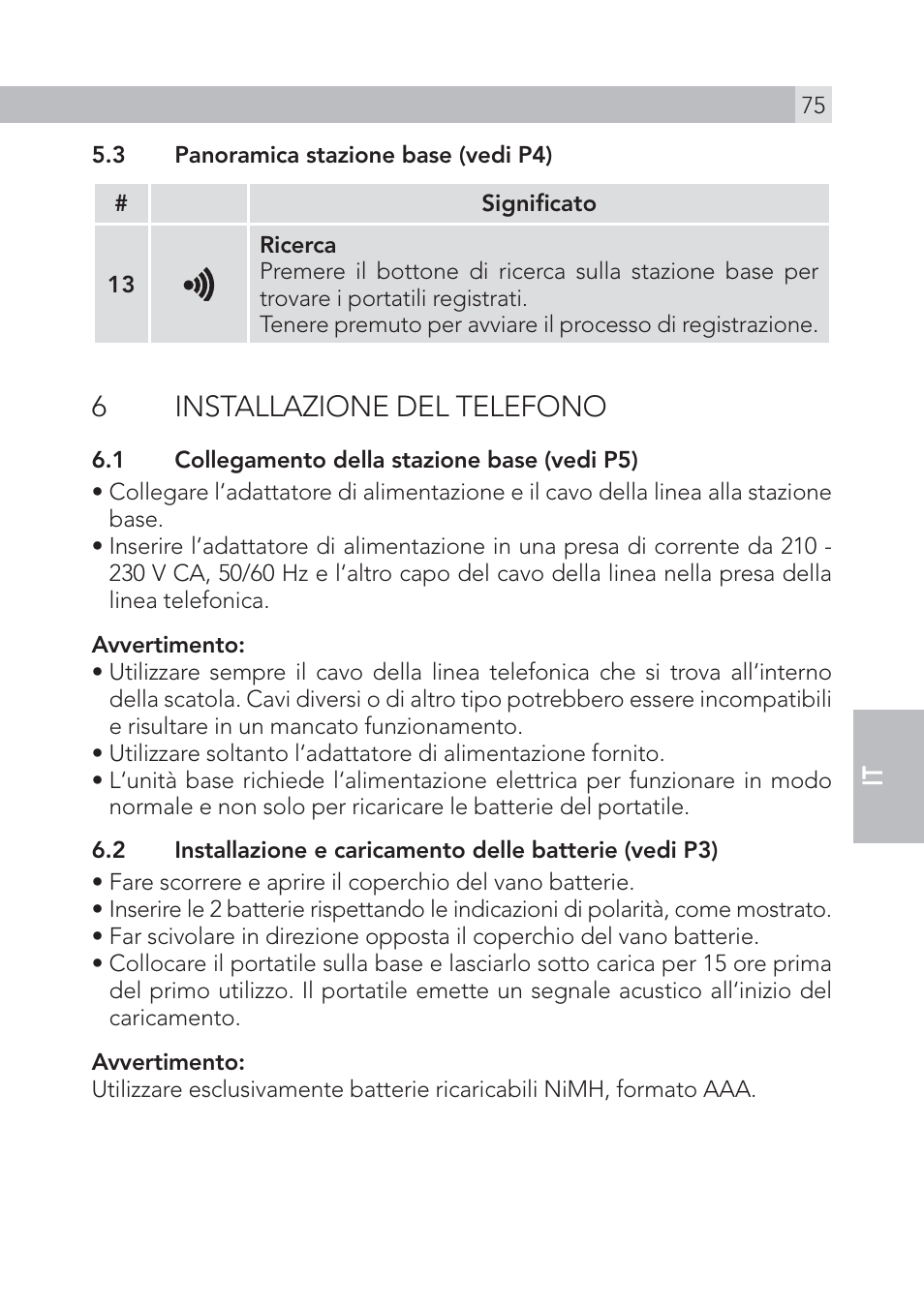 6installazione del telefono | AEG Voxtel S100 User Manual | Page 75 / 198