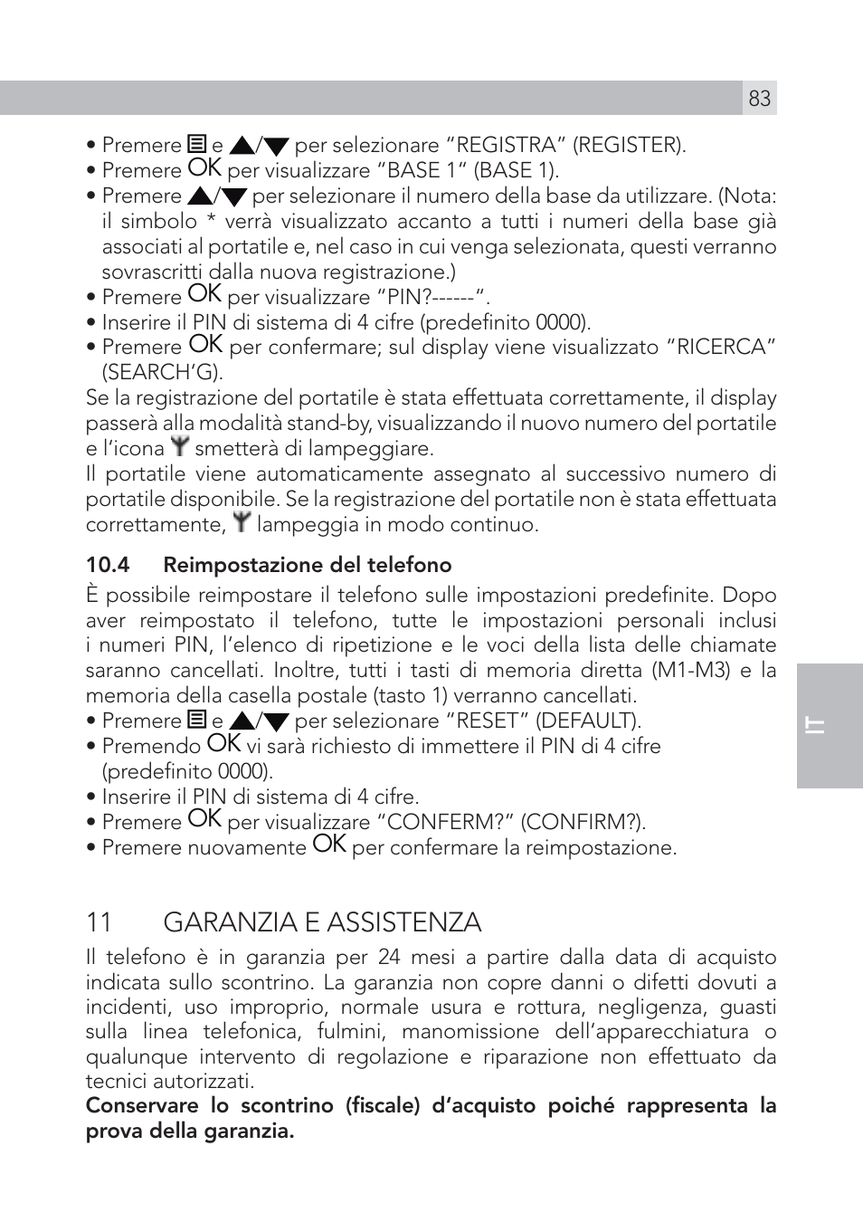 11 garanzia e assistenza | AEG Voxtel S100 User Manual | Page 83 / 198