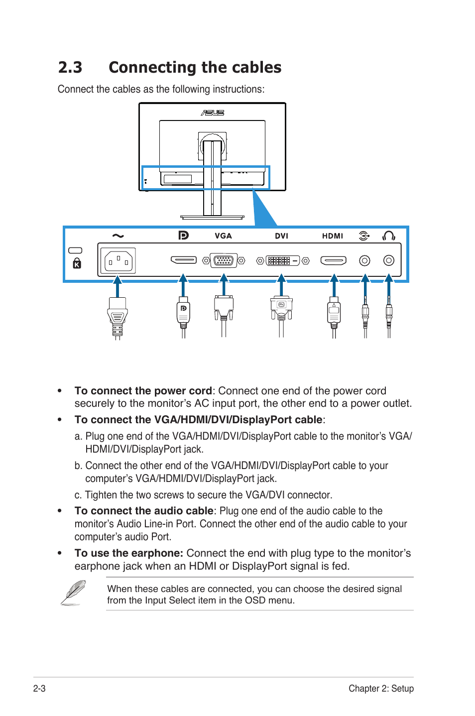3 connecting the cables | Asus PB278Q User Manual | Page 16 / 27