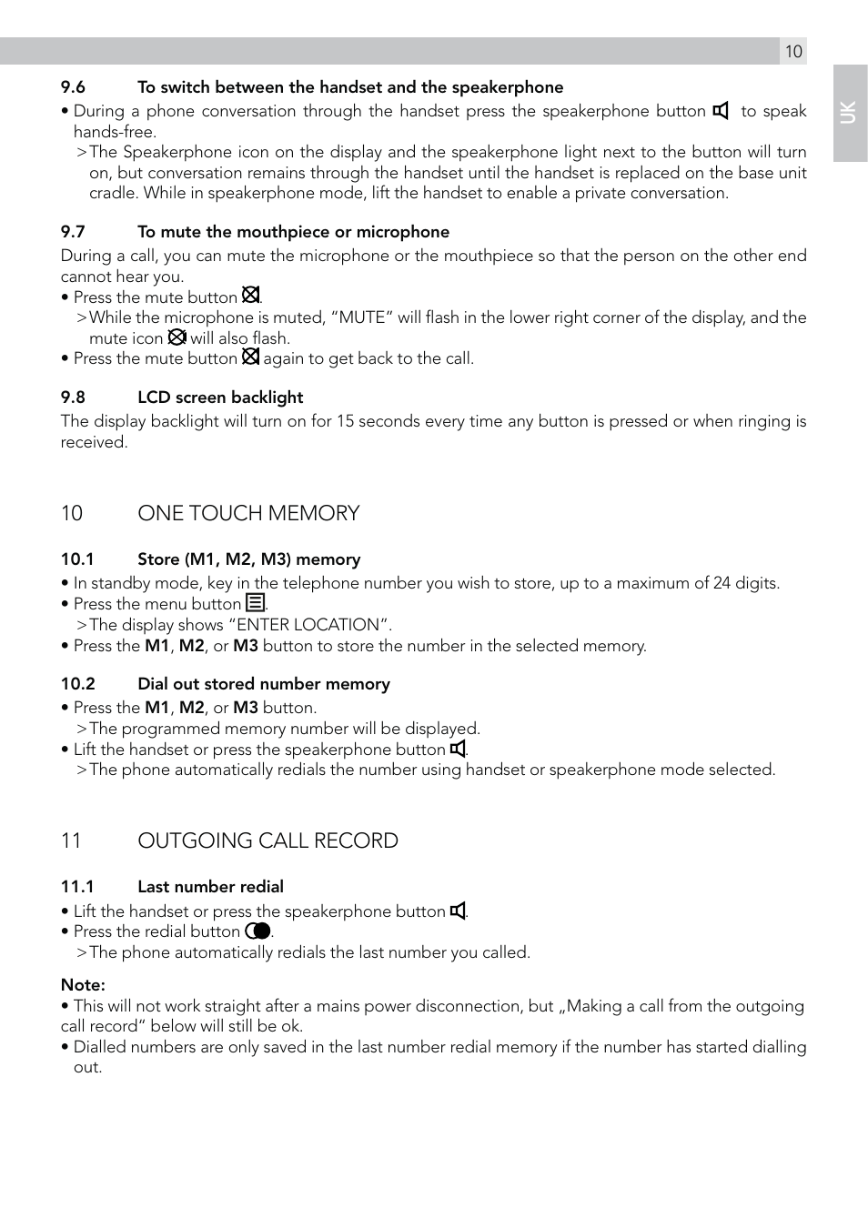 11 outgoing call record | AEG Voxtel C115 User Manual | Page 11 / 22