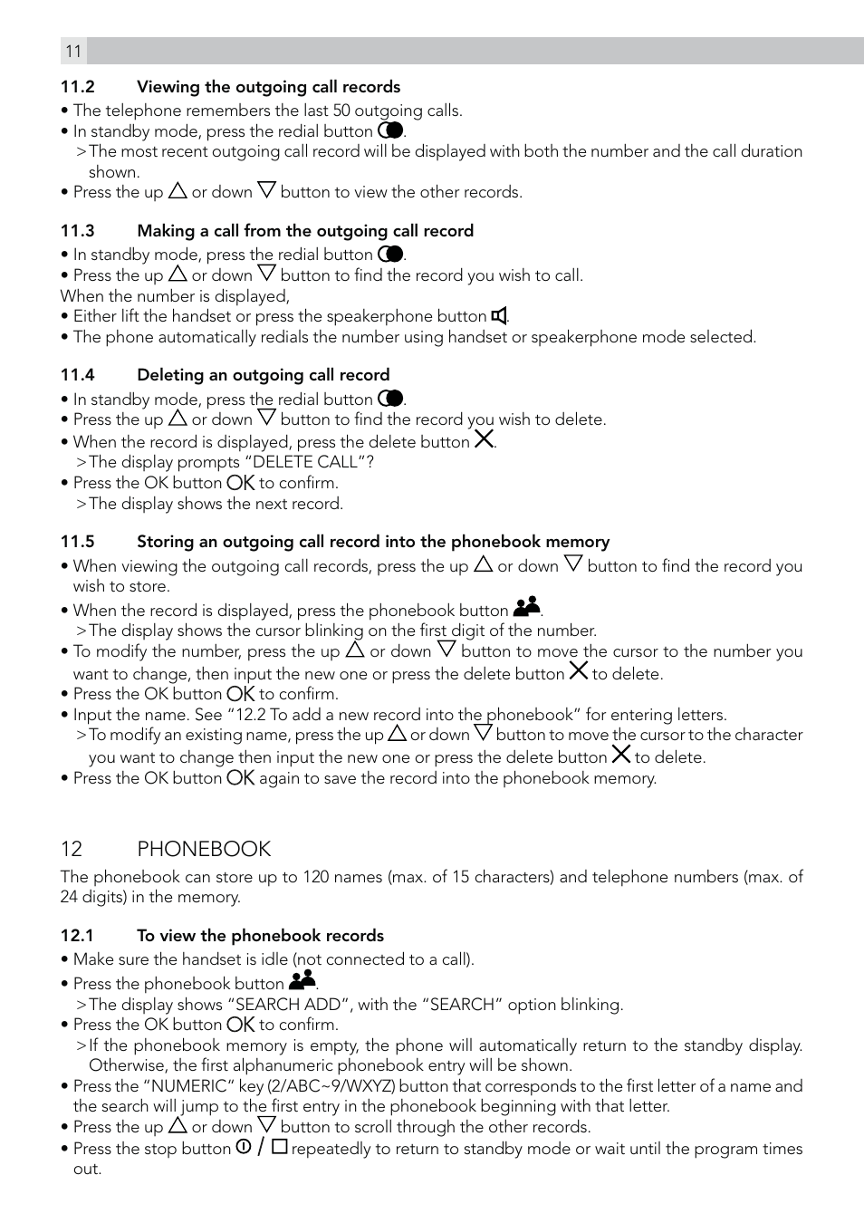 12 phonebook | AEG Voxtel C115 User Manual | Page 12 / 22