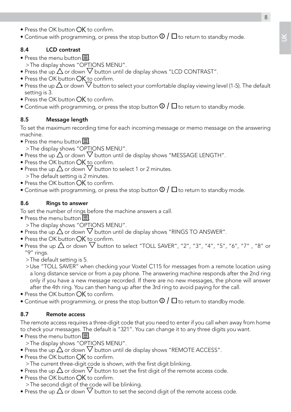 AEG Voxtel C115 User Manual | Page 9 / 22