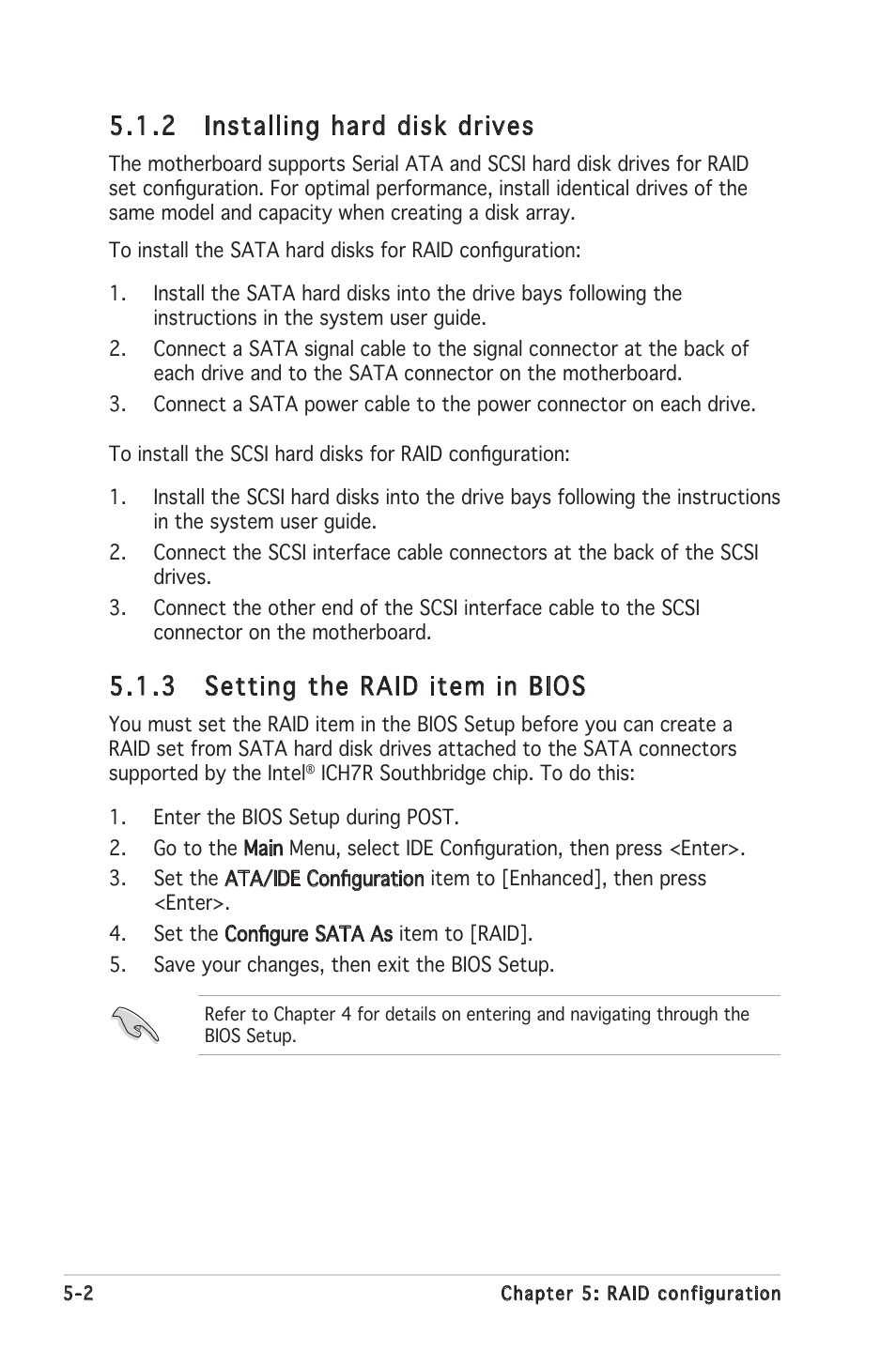 2 installing hard disk drives, 3 setting the raid item in bios | Asus Motherboard P5MT-S User Manual | Page 102 / 176