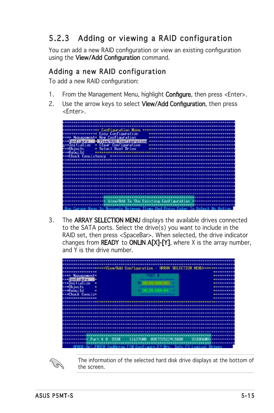 3 adding or viewing a raid configuration | Asus Motherboard P5MT-S User Manual | Page 115 / 176