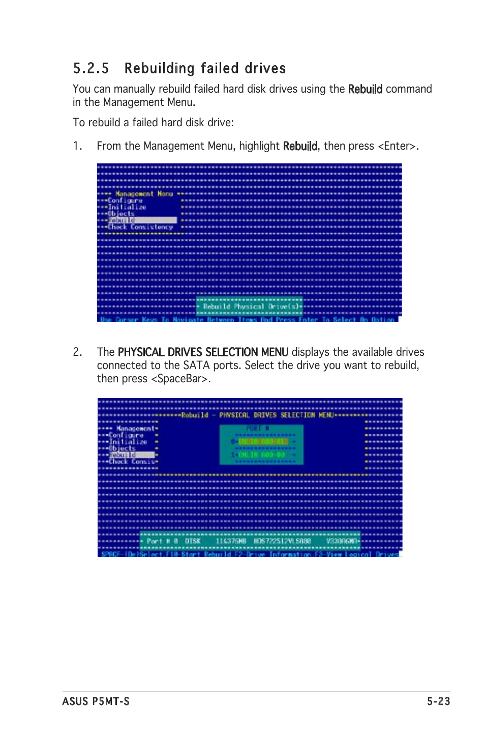 5 rebuilding failed drives | Asus Motherboard P5MT-S User Manual | Page 123 / 176