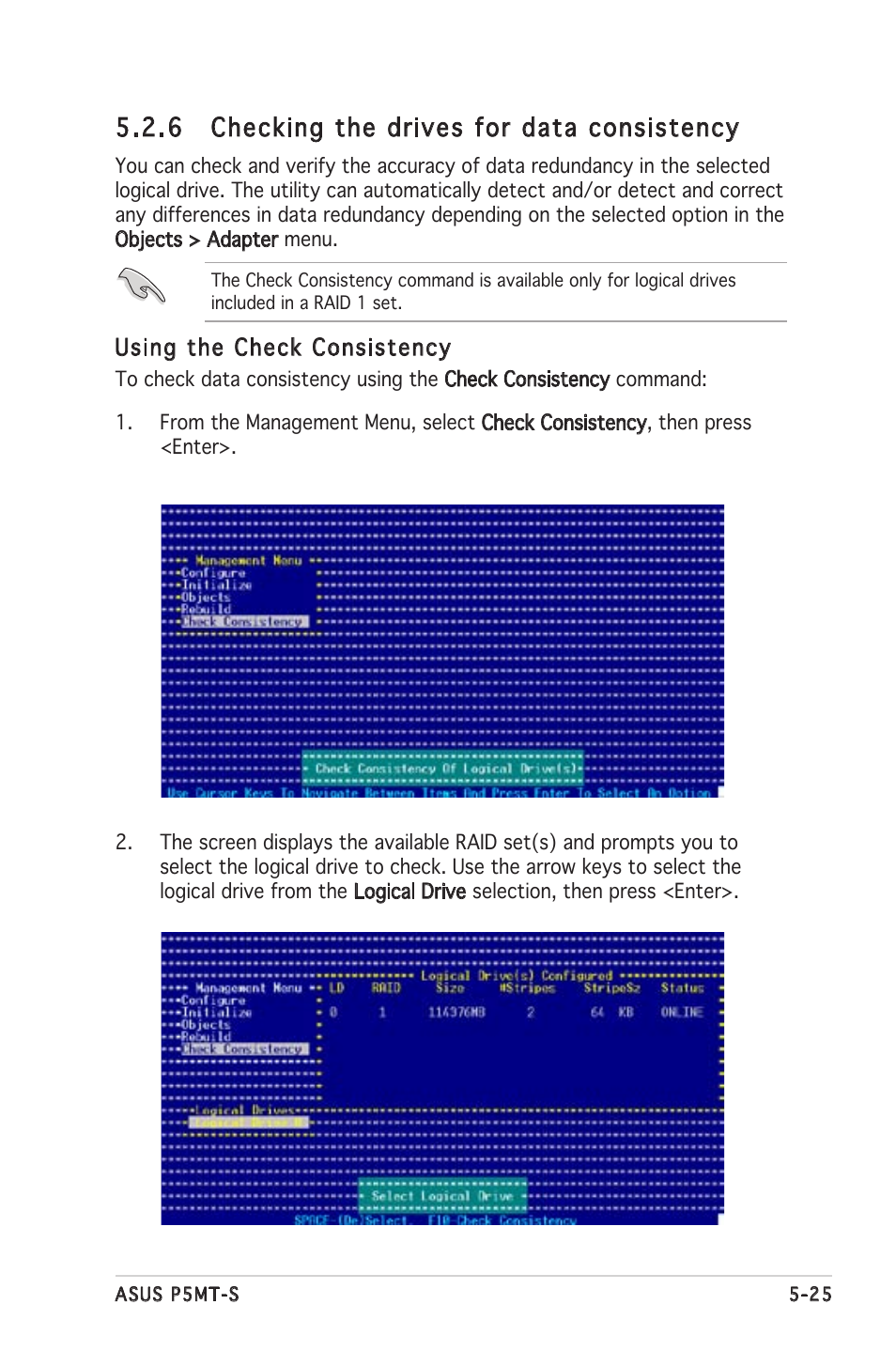 6 checking the drives for data consistency | Asus Motherboard P5MT-S User Manual | Page 125 / 176