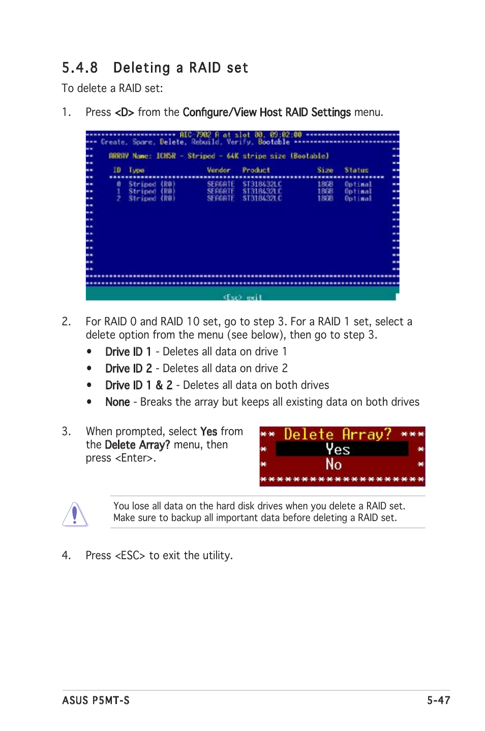 8 deleting a raid set | Asus Motherboard P5MT-S User Manual | Page 147 / 176