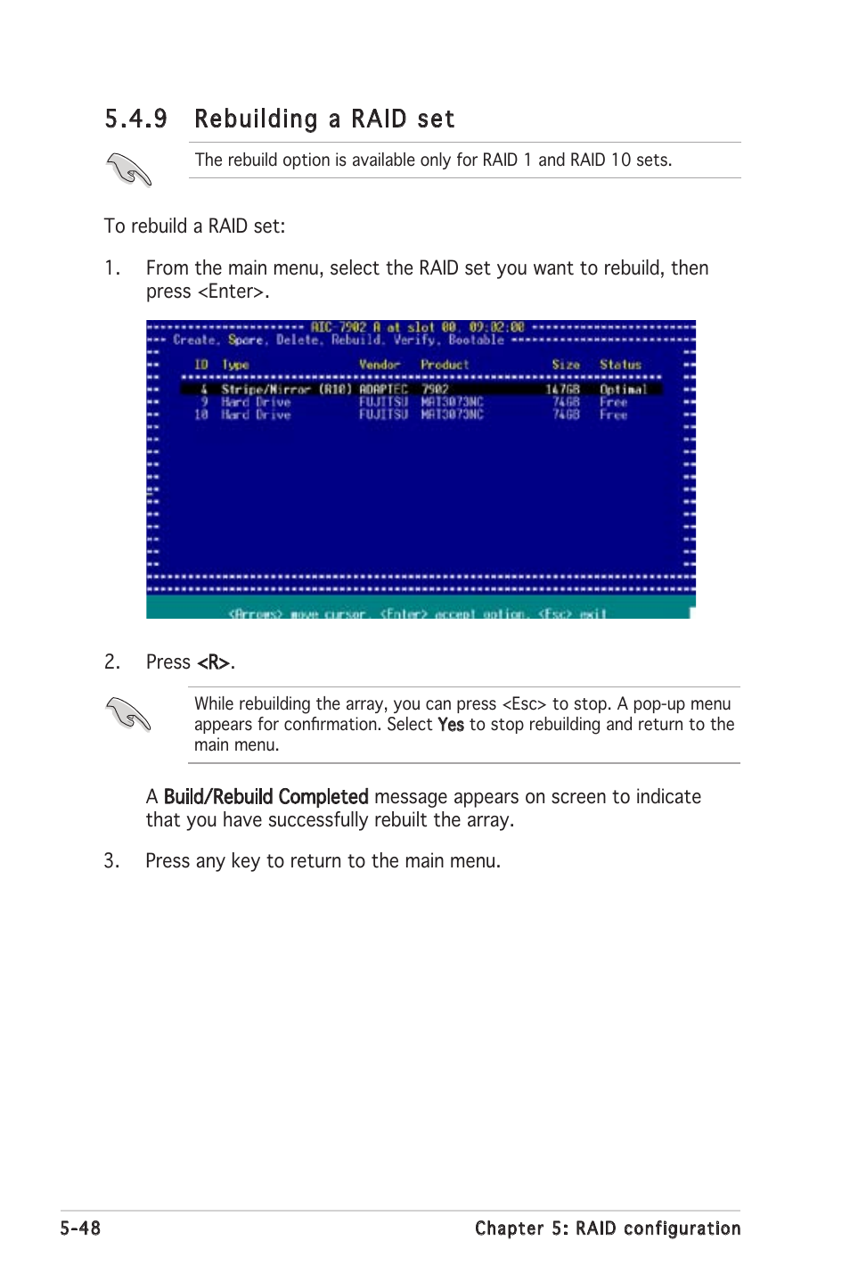 9 rebuilding a raid set | Asus Motherboard P5MT-S User Manual | Page 148 / 176