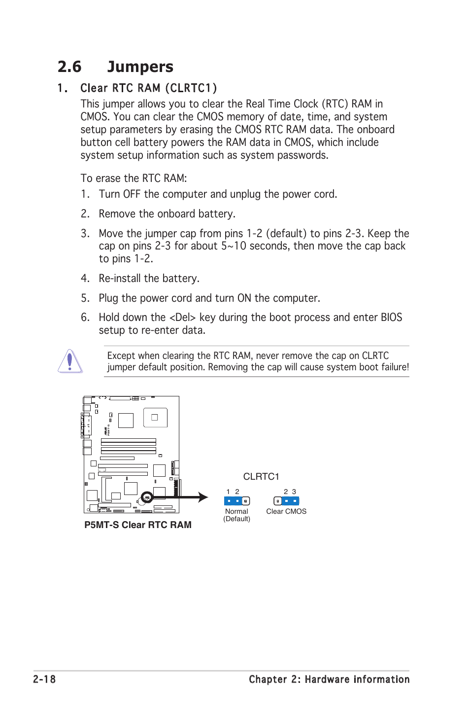 6 jumpers | Asus Motherboard P5MT-S User Manual | Page 38 / 176