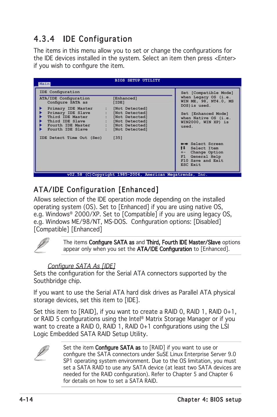 4 ide configuration, Ata/ide configuration [enhanced | Asus Motherboard P5MT-S User Manual | Page 72 / 176