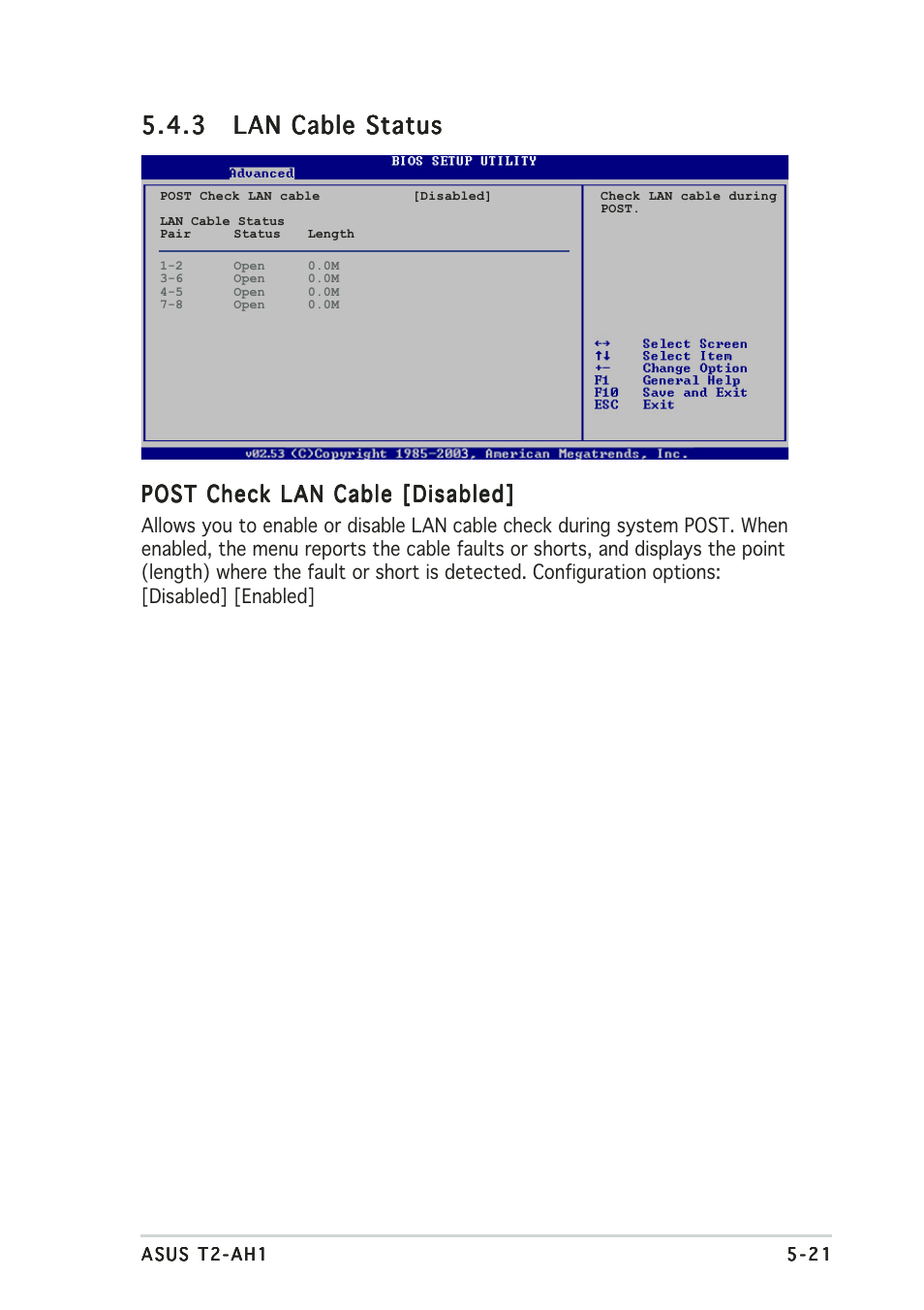 Post check lan cable [disabled | Asus Terminator 2 Barebone System T2-AH1 User Manual | Page 103 / 122