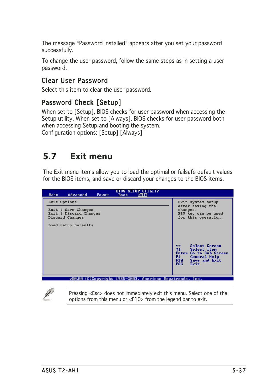 7 exit menu | Asus Terminator 2 Barebone System T2-AH1 User Manual | Page 119 / 122