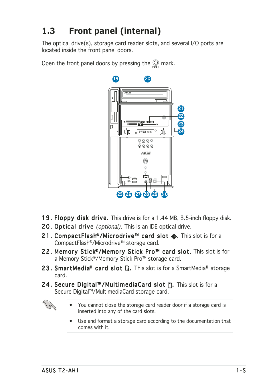 3 front panel (internal) | Asus Terminator 2 Barebone System T2-AH1 User Manual | Page 15 / 122