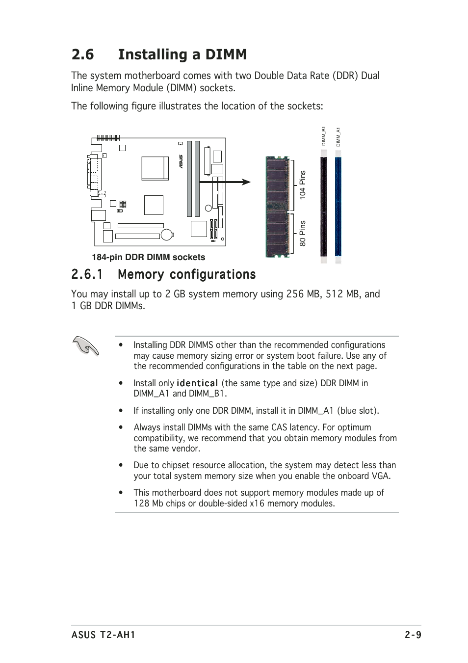 6 installing a dimm | Asus Terminator 2 Barebone System T2-AH1 User Manual | Page 29 / 122