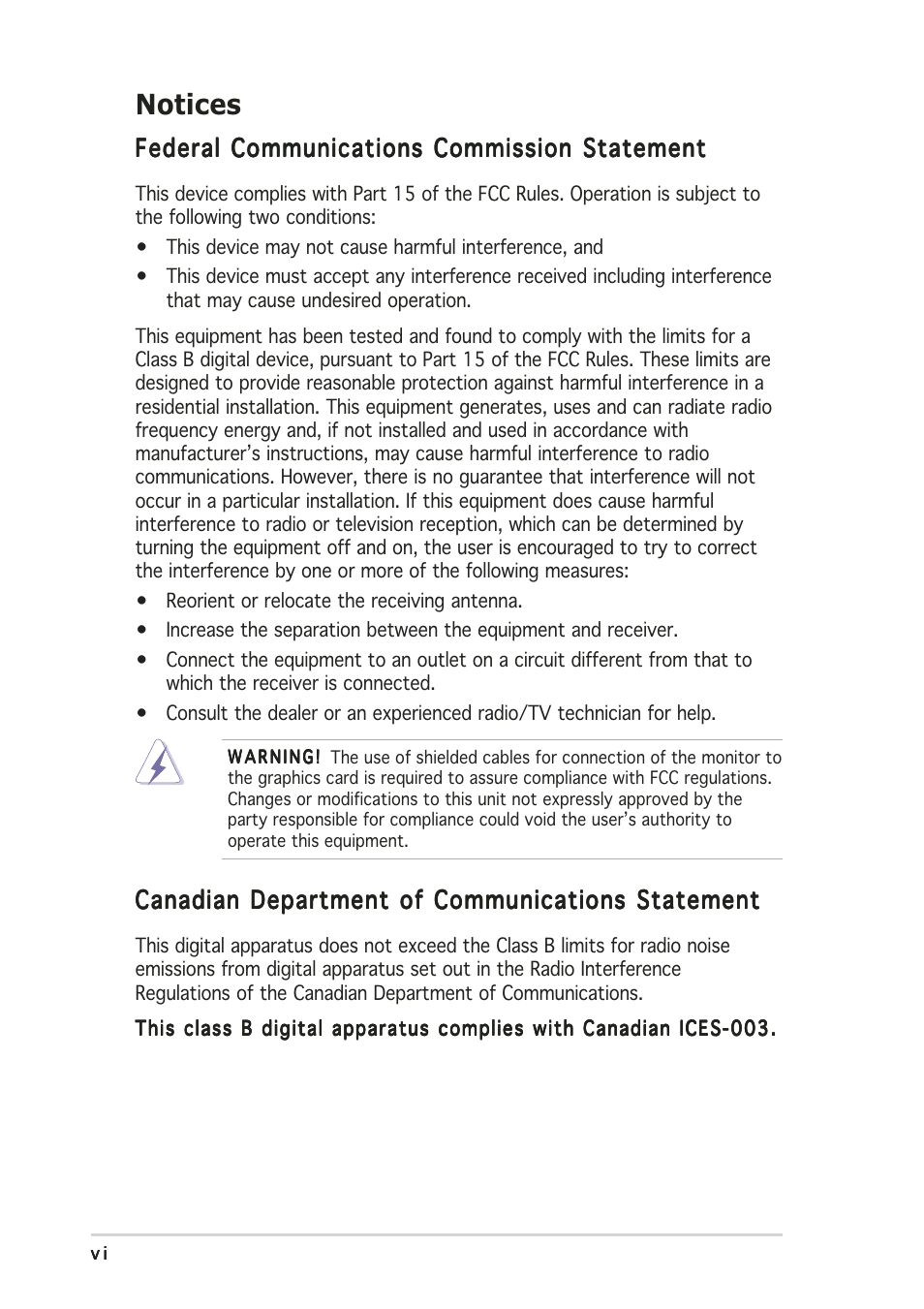 Notices | Asus Terminator 2 Barebone System T2-AH1 User Manual | Page 6 / 122