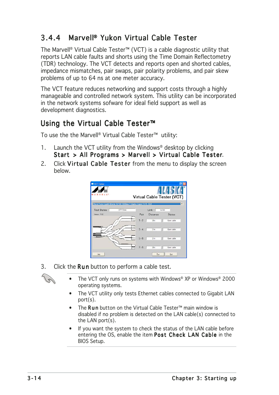 4 marvell marvell marvell marvell marvell, Yukon virtual cable tester, Using the virtual cable tester | Asus Terminator 2 Barebone System T2-AH1 User Manual | Page 60 / 122