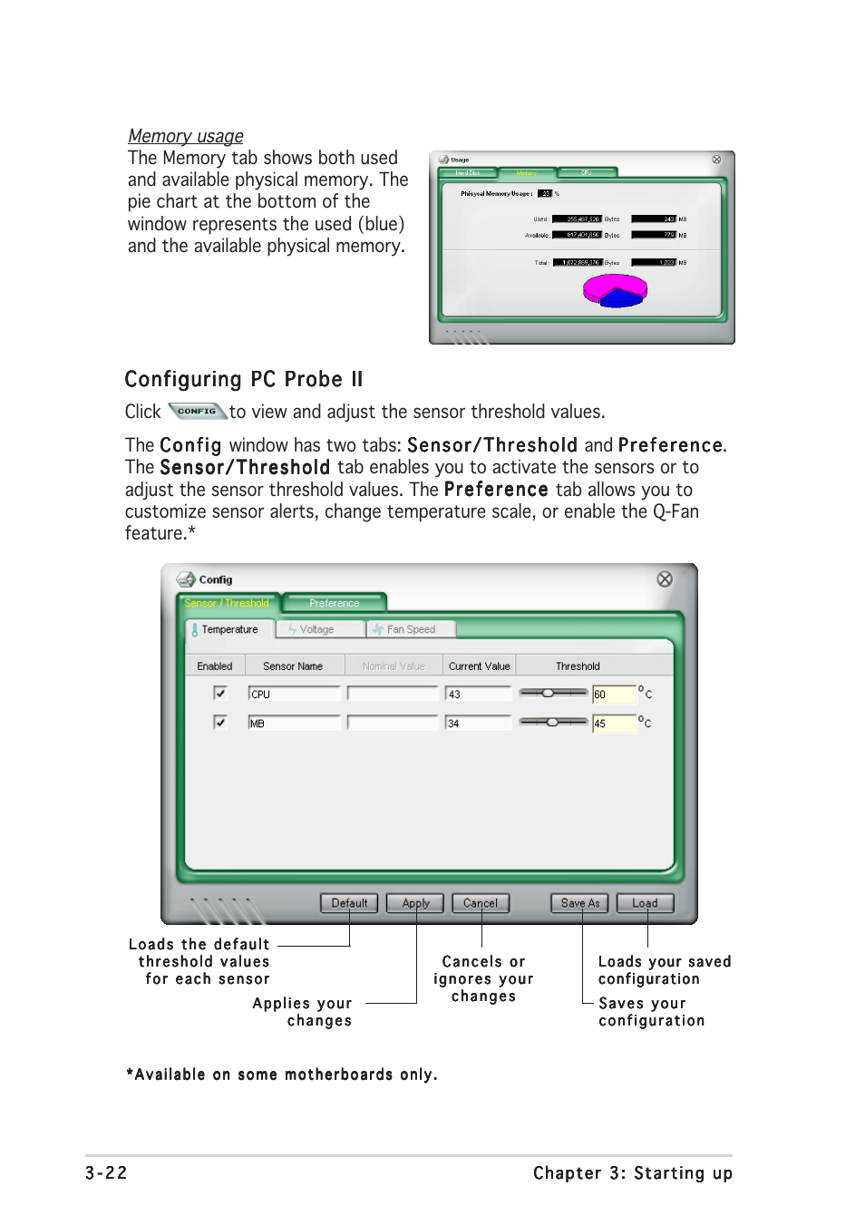 Configuring pc probe ii | Asus Terminator 2 Barebone System T2-AH1 User Manual | Page 68 / 122